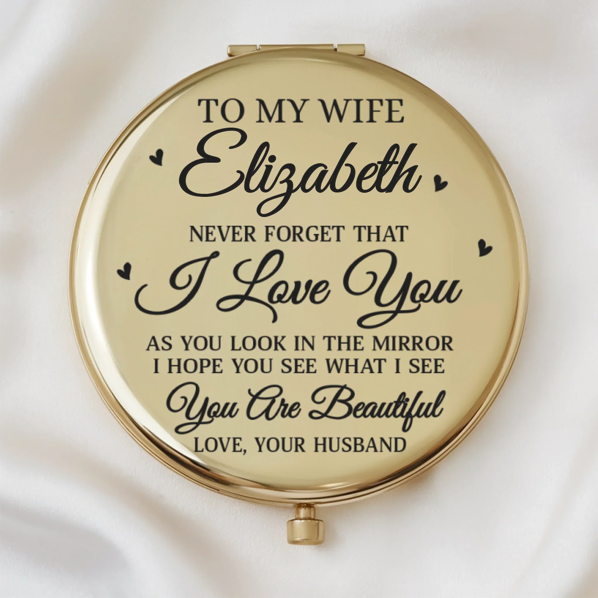 Custom Compact Mirror - Personalized Anniversary Wedding Gifts For Husband And Wife, Him And Her - Us Feels Like Home - Image 2