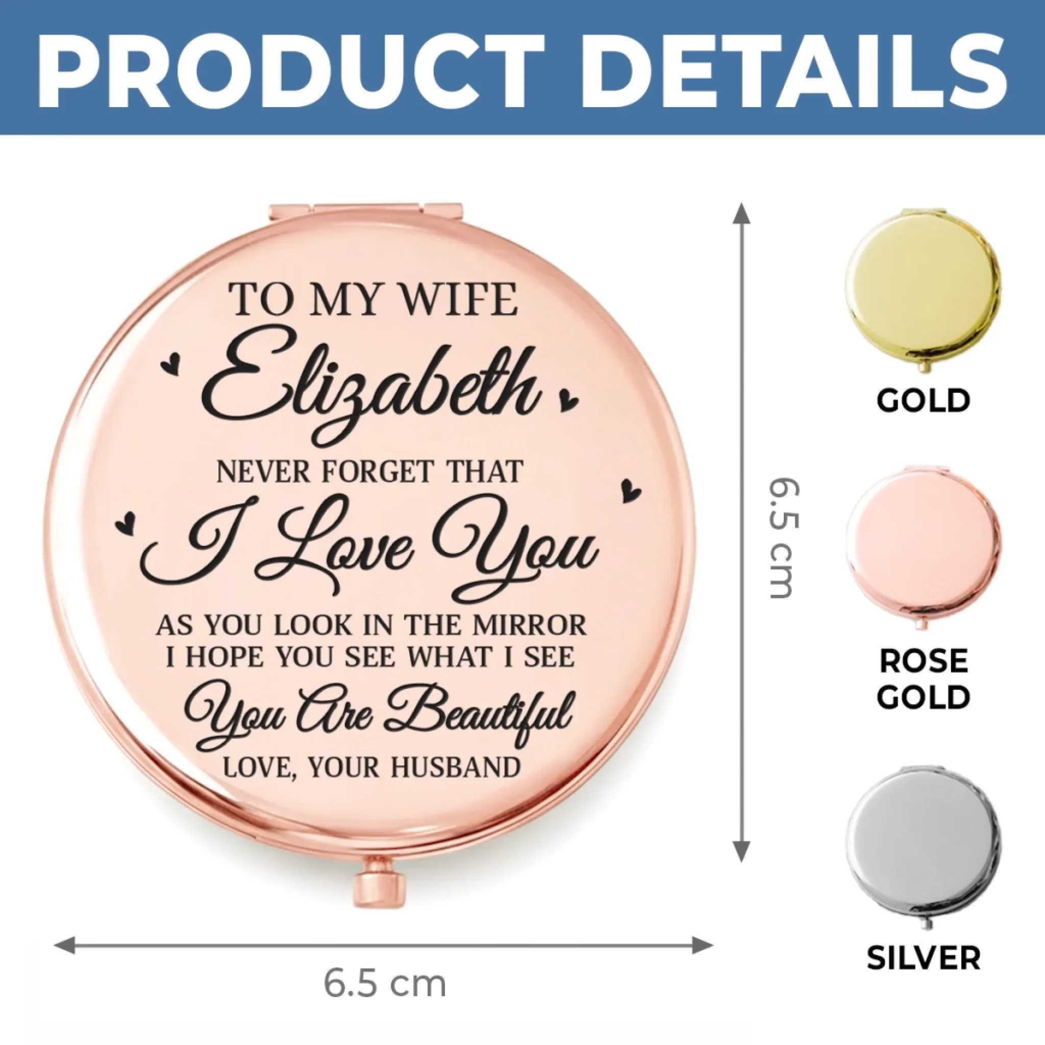 Custom Compact Mirror - Personalized Anniversary Wedding Gifts For Husband And Wife, Him And Her - Us Feels Like Home - Image 6