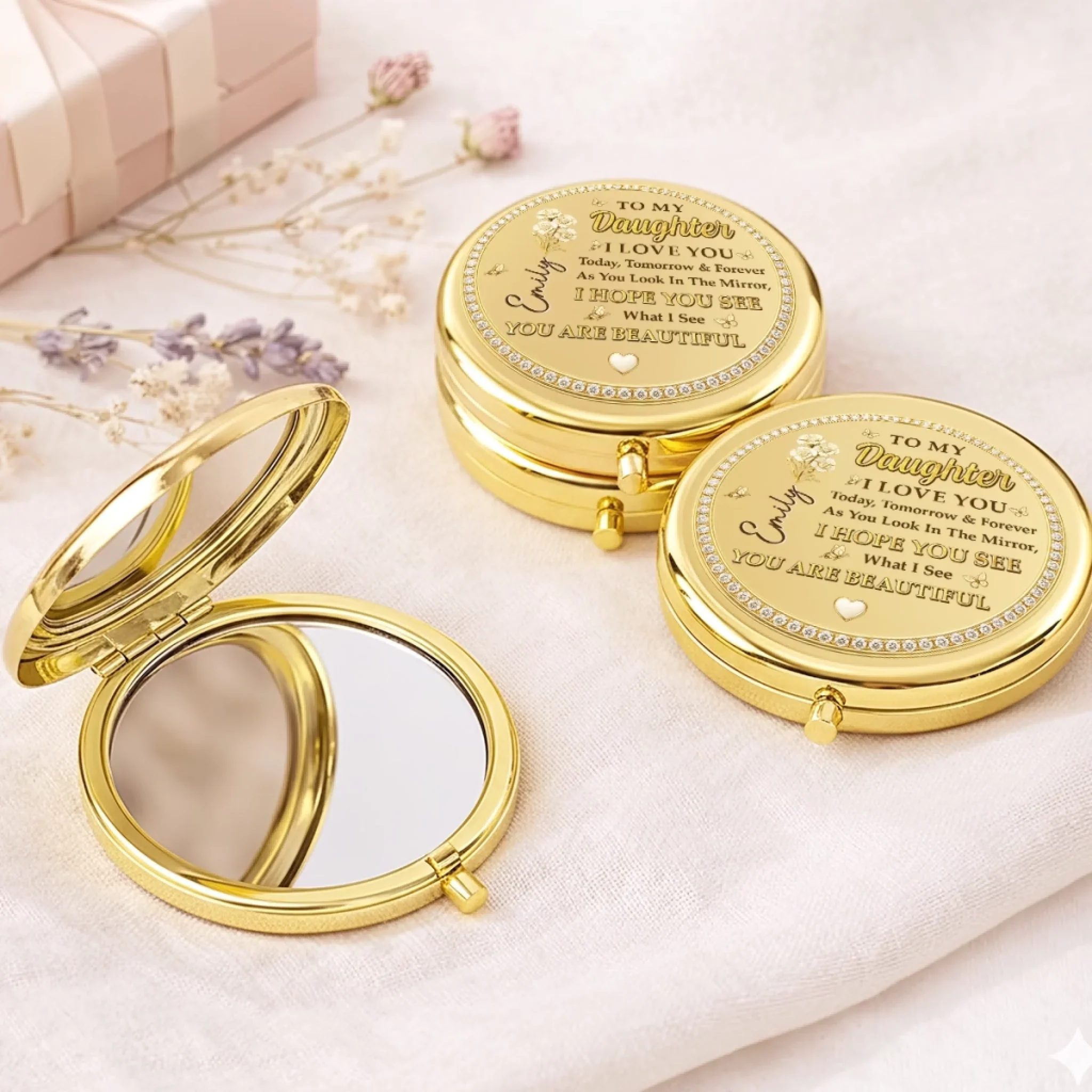 Custom Compact Mirror - Personalized Birthday Gifts For Daughter - Another Year Fabulous - Image 3