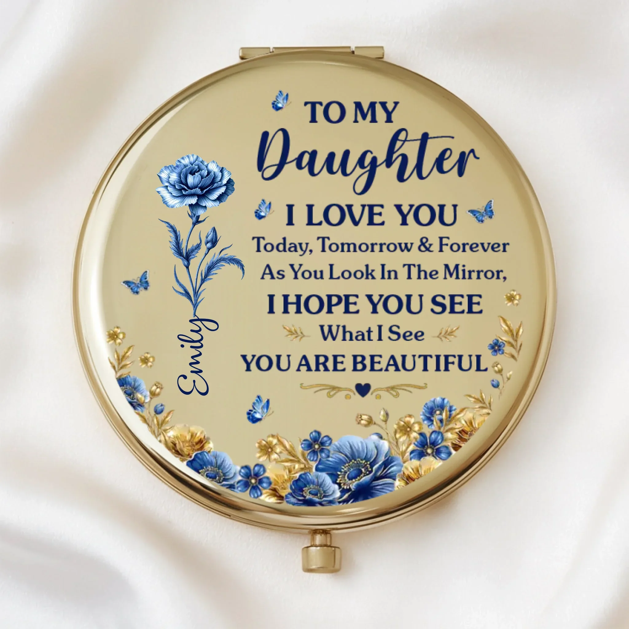Custom Compact Mirror - Personalized Birthday Gifts For Daughter - Forever My Little Girl - Image 3