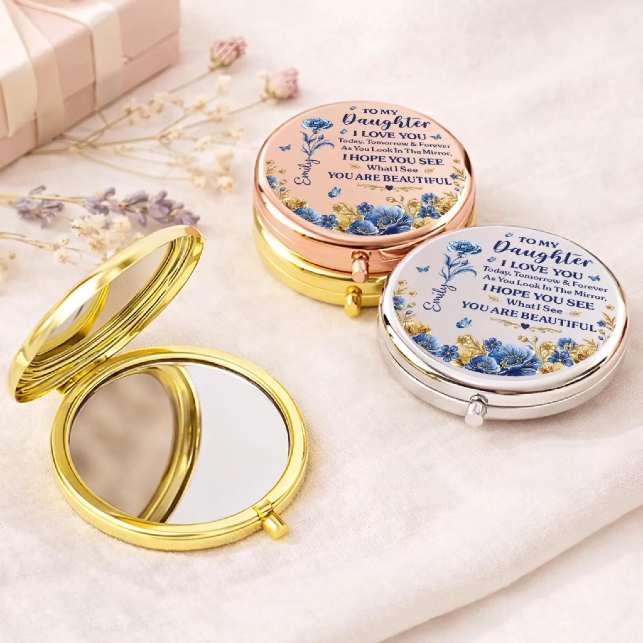 Custom Compact Mirror - Personalized Birthday Gifts For Daughter - Forever My Little Girl - Image 5