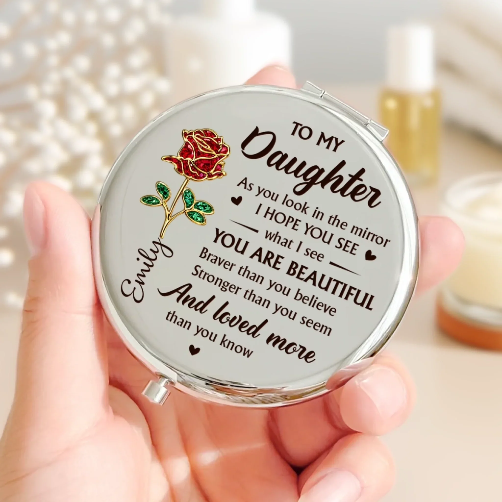 Custom Compact Mirror - Personalized Birthday Gifts For Daughter, Granddaughter - Daughter Is My Greatest Gift - Image 7