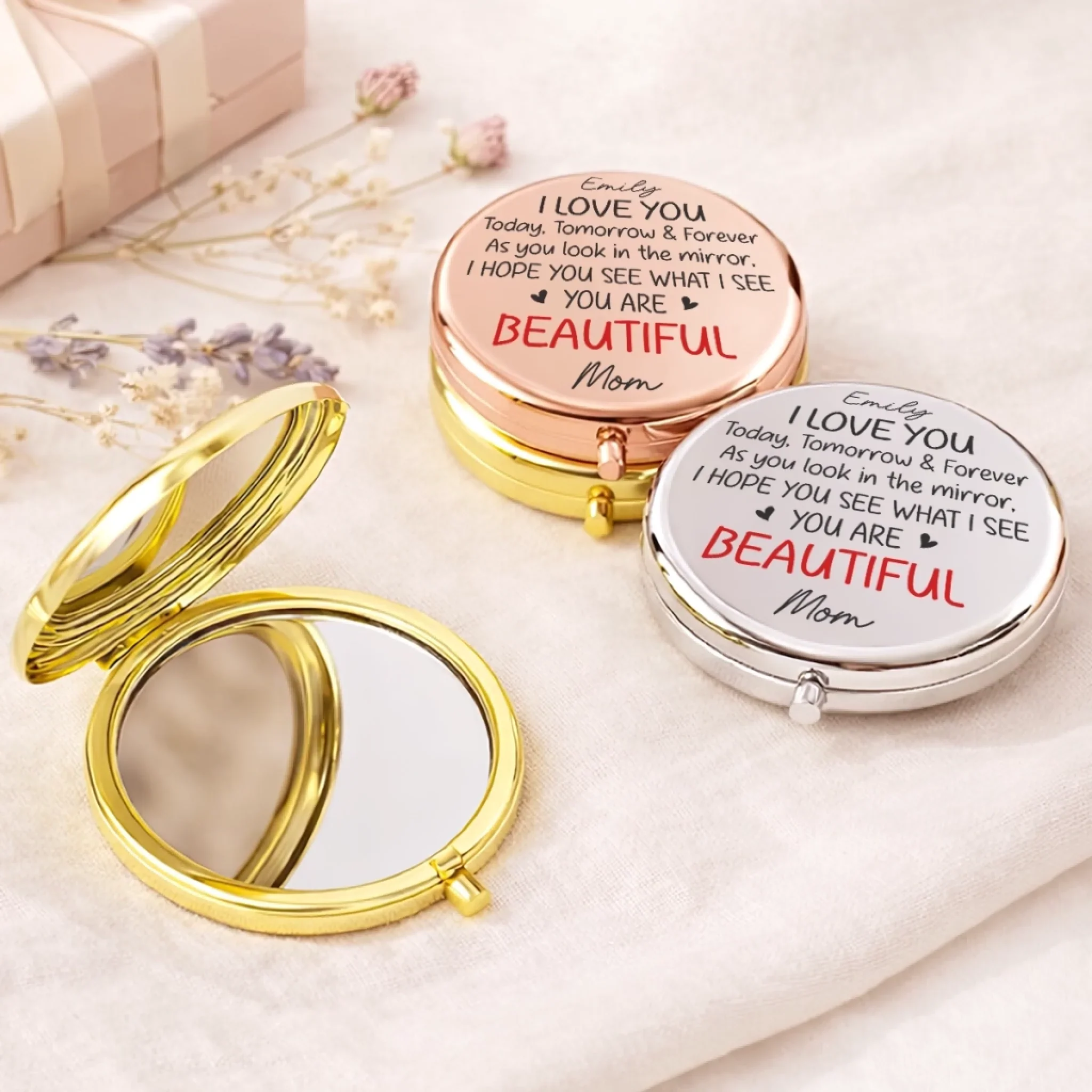 Custom Compact Mirror - Personalized Birthday Gifts For Daughter - My Daughter, My Forever Love - Image 3