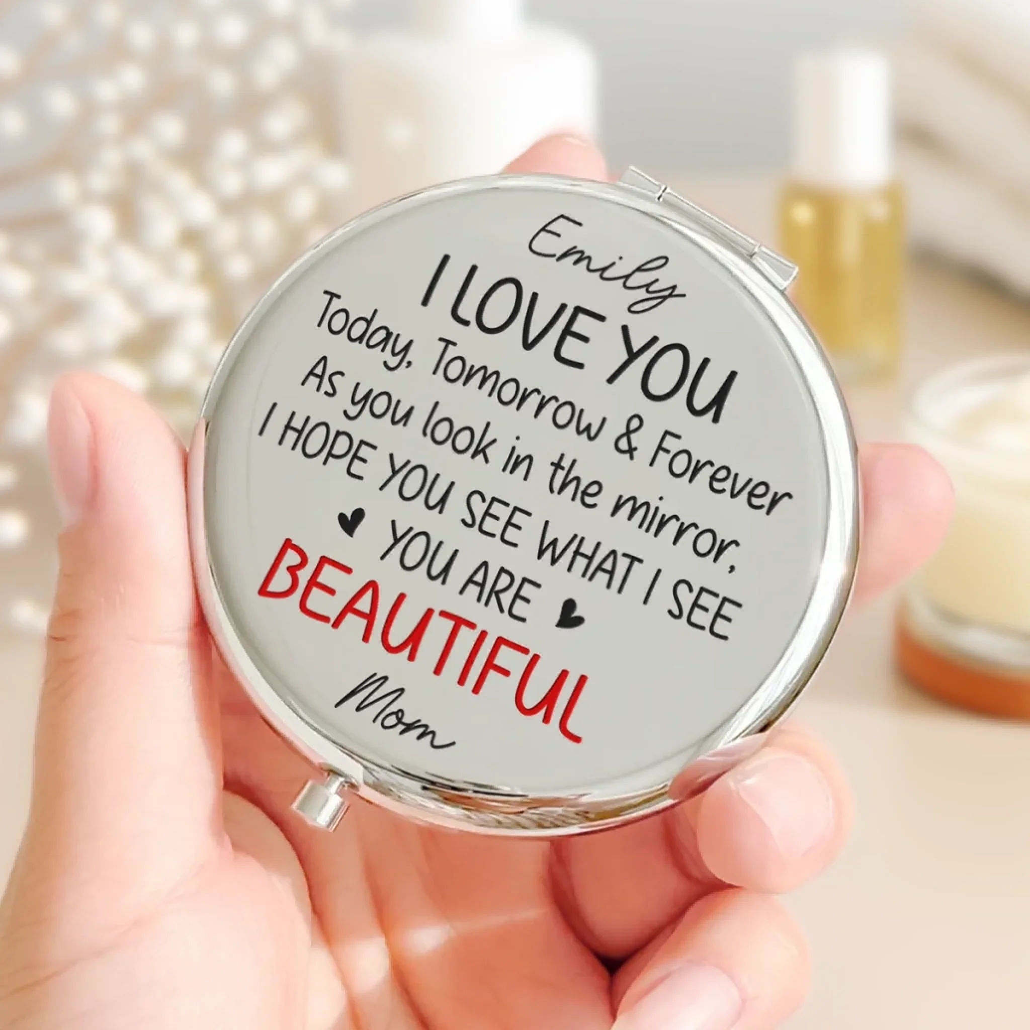Custom Compact Mirror - Personalized Birthday Gifts For Daughter - My Daughter, My Forever Love - Image 5