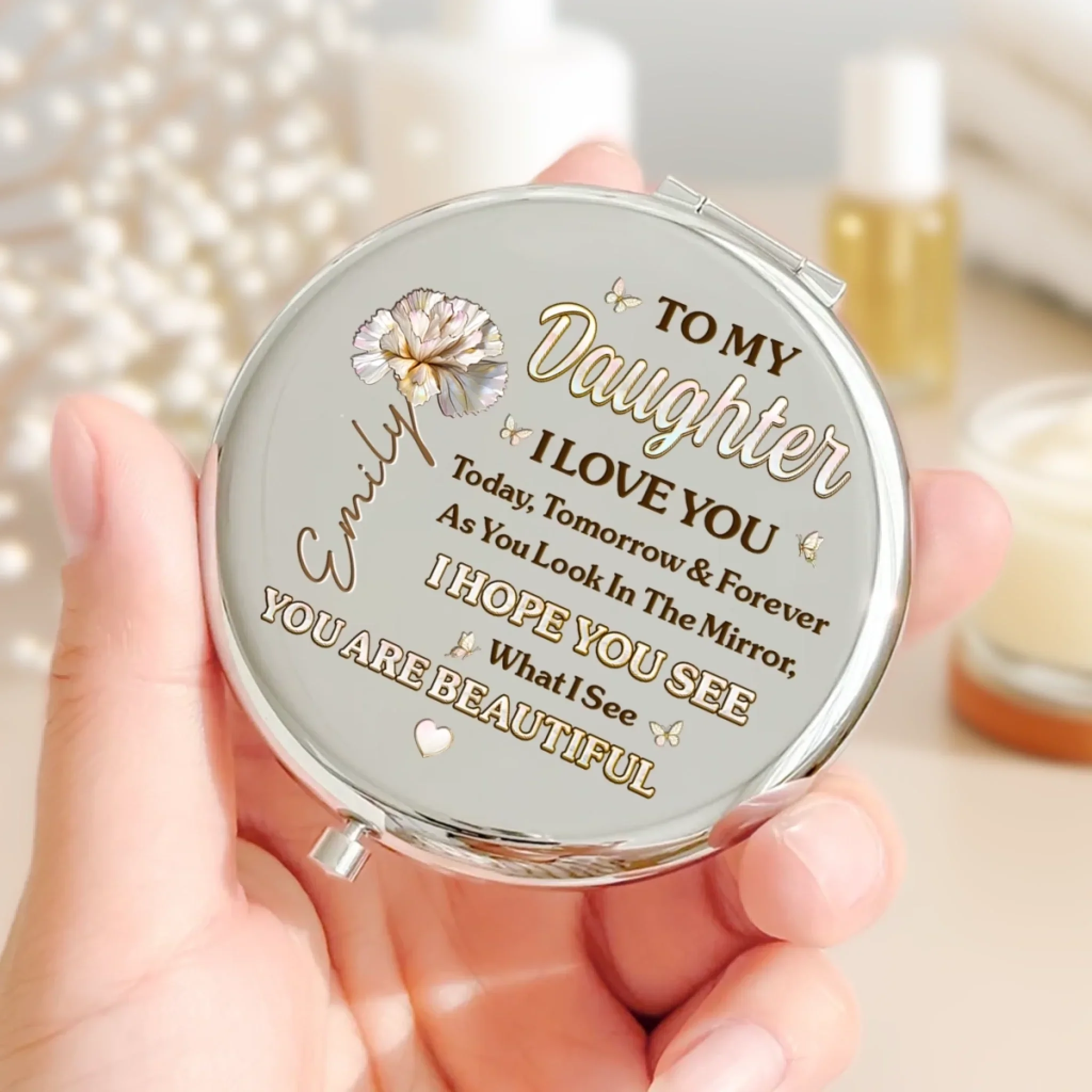 Custom Compact Mirror - Personalized Birthday Gifts For Daughter - My Forever Reason To Smile - Image 5