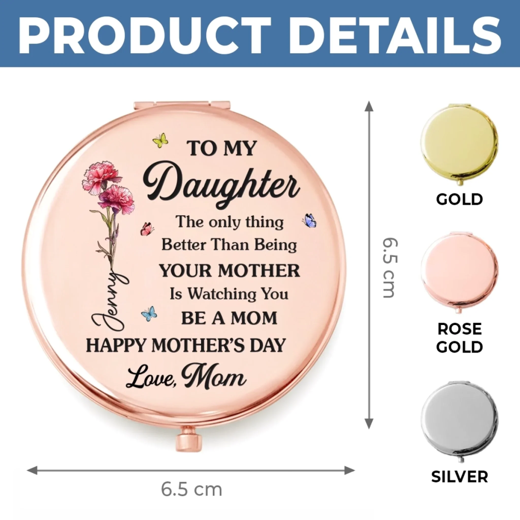 Custom Compact Mirror - Personalized Mother's Day Birthday Gifts For Daughter - My Little Girl, Now Someone’s Whole World - Image 8