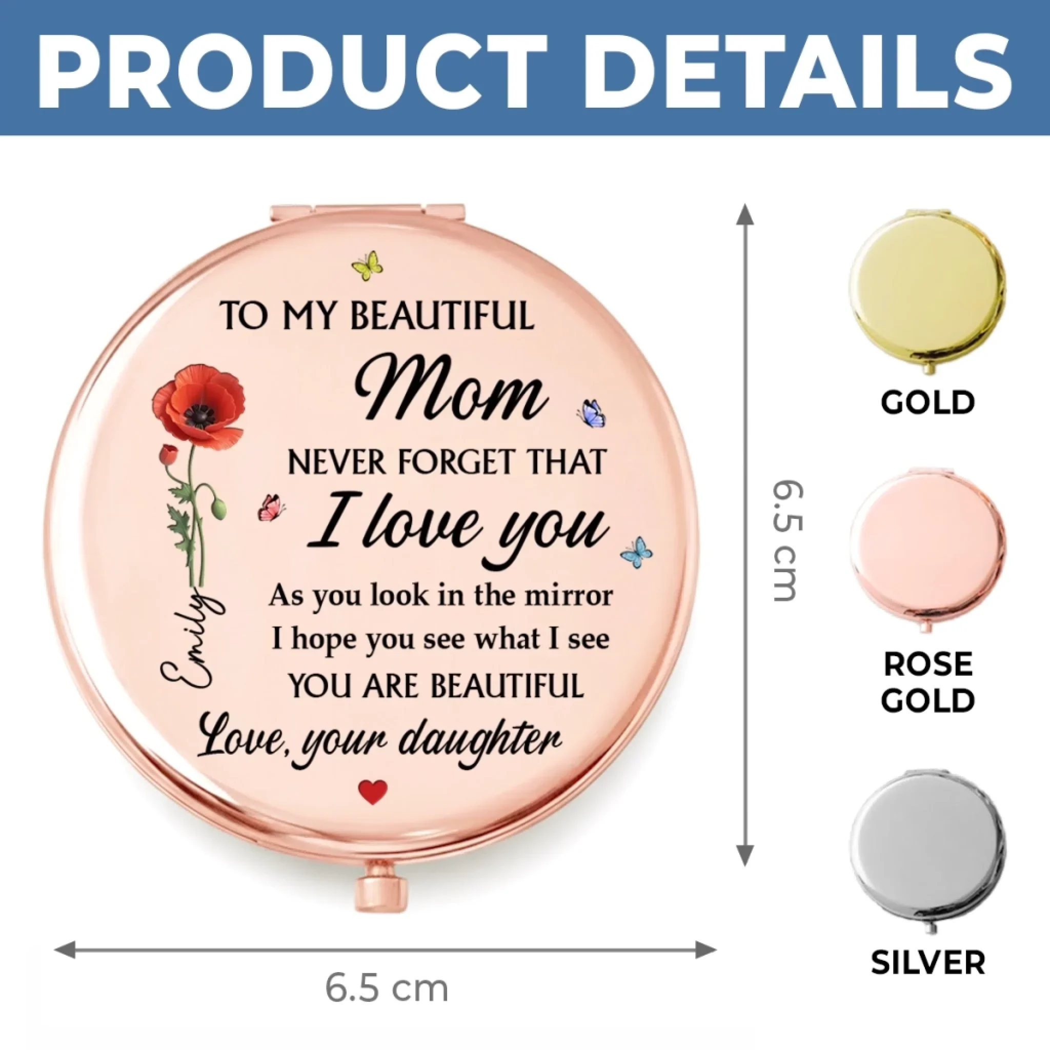 Custom Compact Mirror - Personalized Mother's Day Birthday Gifts For Mom - Thank You For Being You, Mom - Image 8