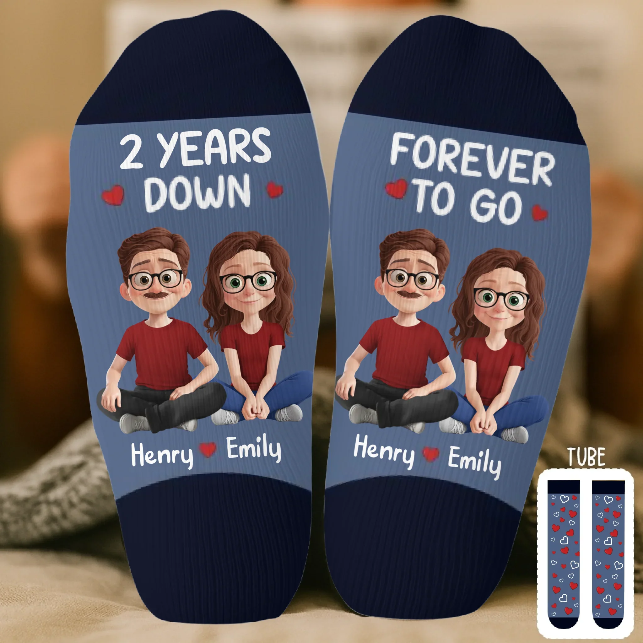 Custom Crew Socks - Personalized Anniversary Wedding Gifts For Husband And Wife, Him And Her - Love Lives In Our Moments - Image 2