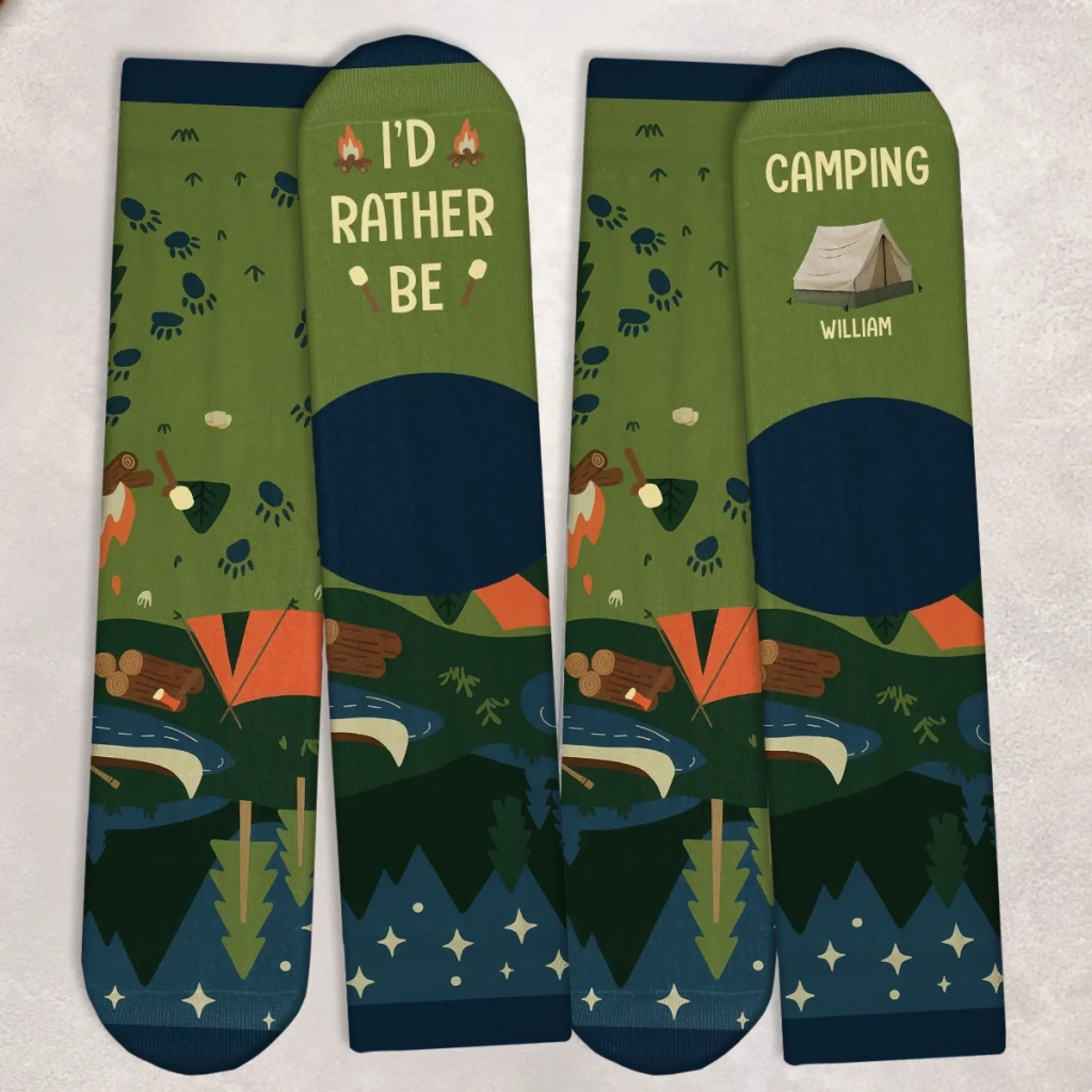 Custom Crew Socks - Personalized Birthday Camping Gifts For Campers - Camp Vibes Only - Image 6