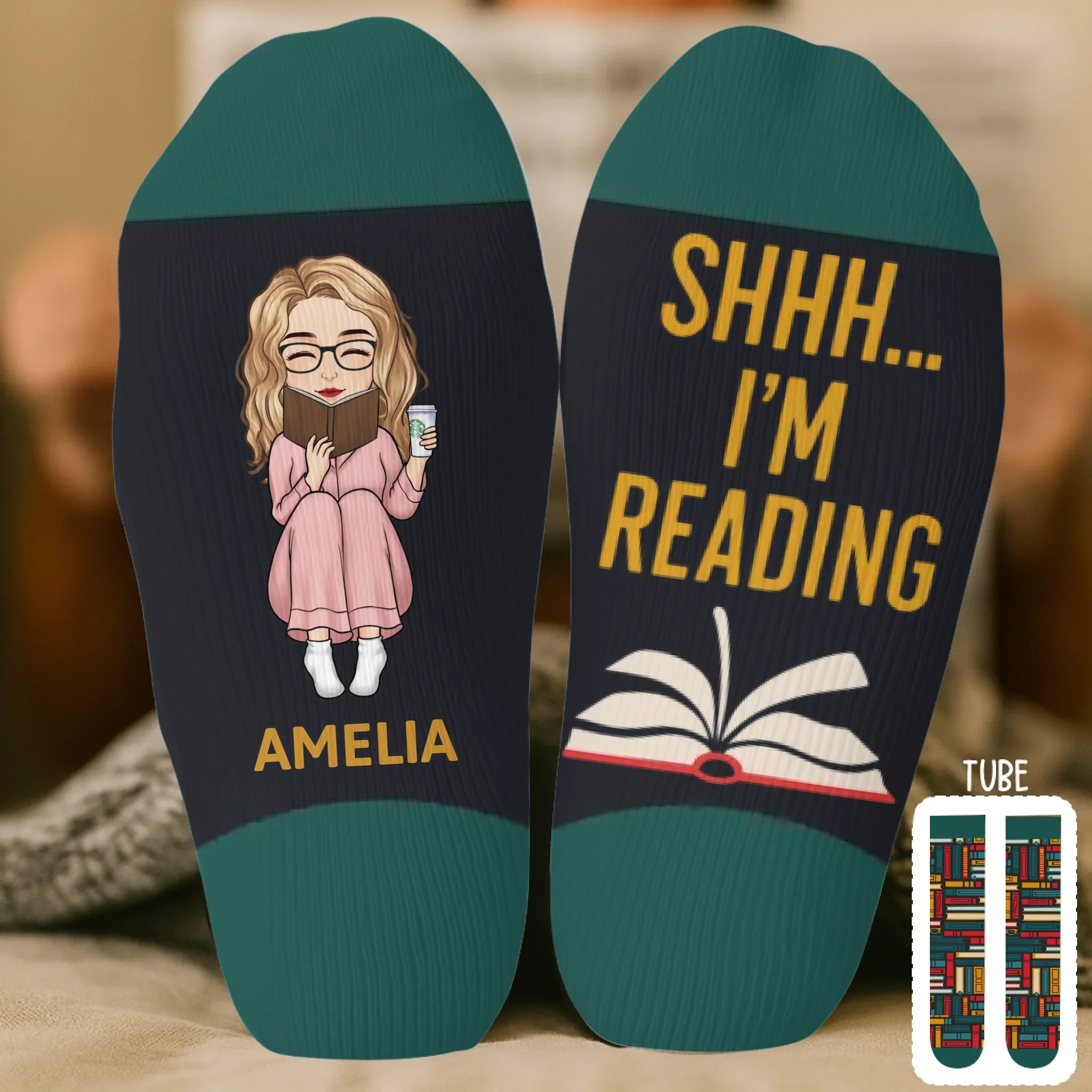 Custom Crew Socks - Personalized Bookish Gifts For Book Lovers, Bookworms, Readers - Keeping Up With My Reading Game - Image 2