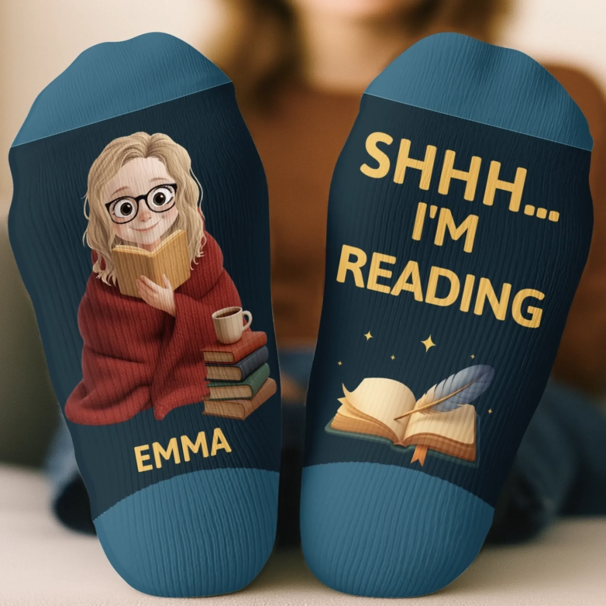 Custom Crew Socks - Personalized Bookish Gifts For Book Lovers, Bookworms, Readers - Leave Me Alone, I’m Bonding With Fiction - Image 3