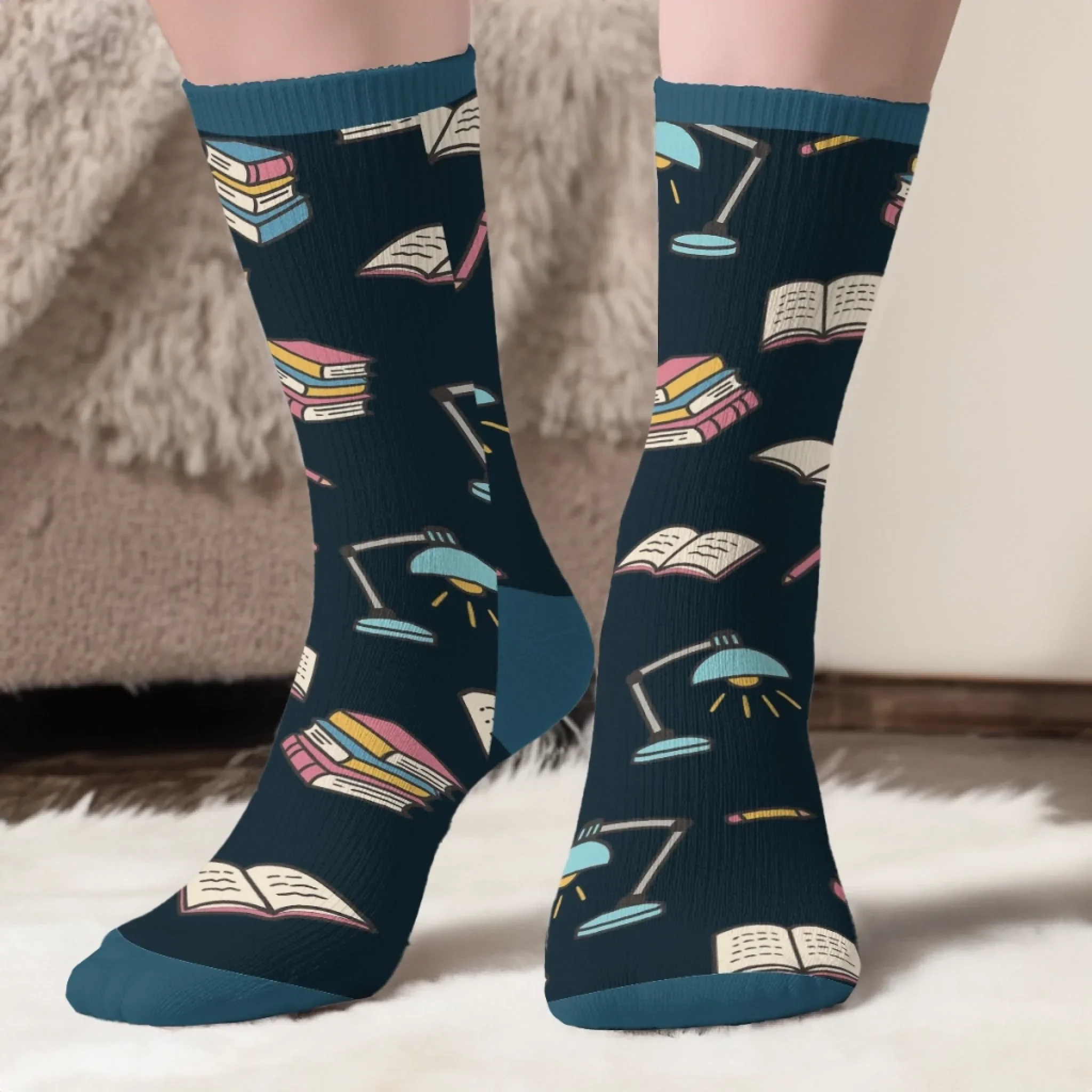 Custom Crew Socks - Personalized Bookish Gifts For Book Lovers, Bookworms, Readers - Leave Me Alone, I’m Bonding With Fiction - Image 5