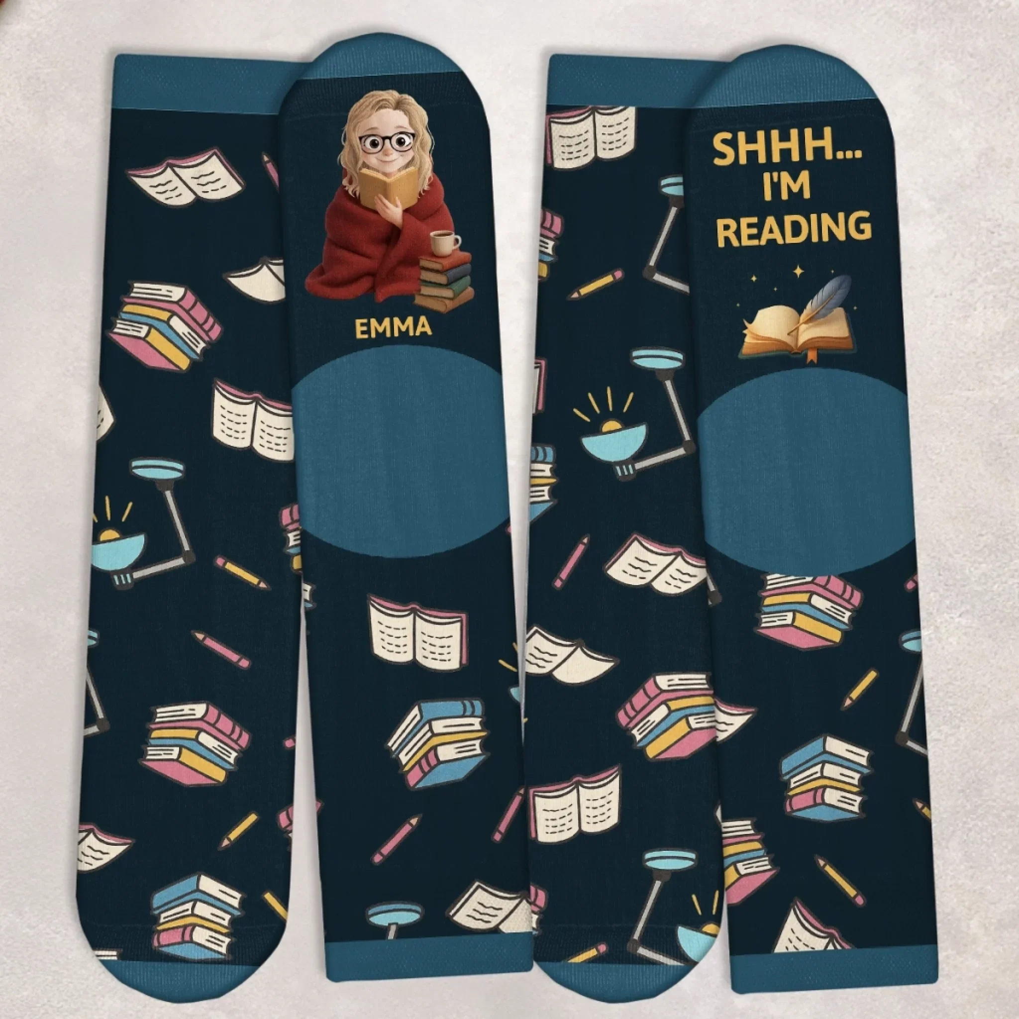 Custom Crew Socks - Personalized Bookish Gifts For Book Lovers, Bookworms, Readers - Leave Me Alone, I’m Bonding With Fiction - Image 6