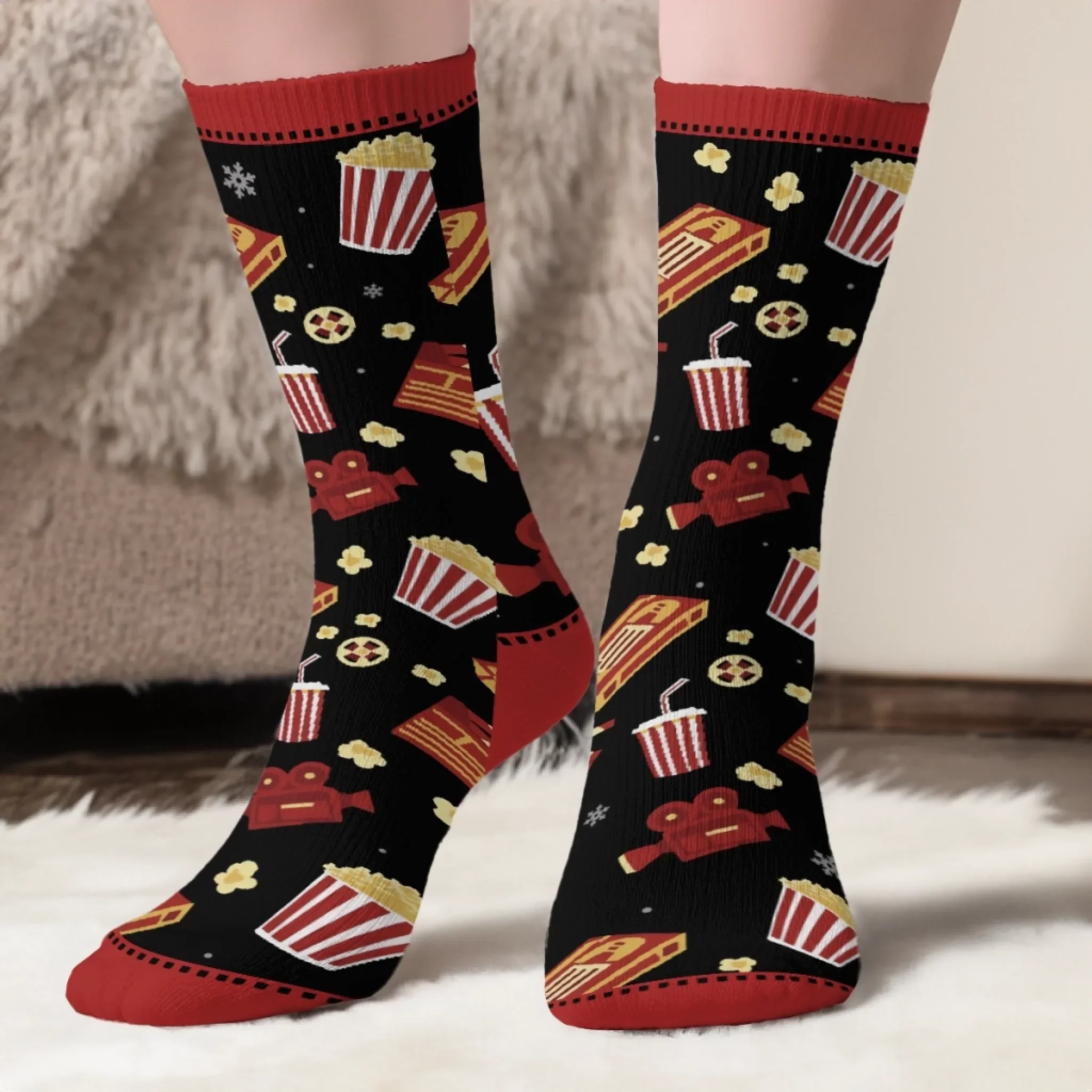 Custom Crew Socks - Personalized Christmas Birthday Gifts For Women, Men - Busy Falling In Love In A Hallmark Plot - Image 4
