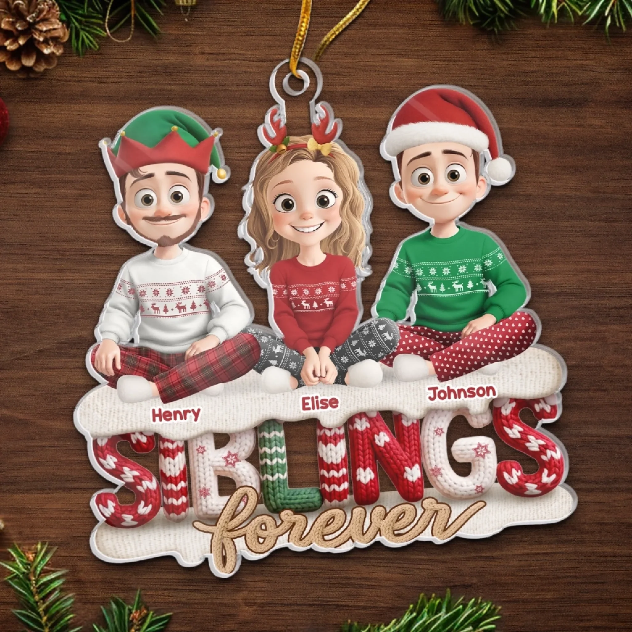 Custom Crochet Acrylic Ornament - Personalized Christmas Birthday Gifts For Brother, Sister - Built In Best Friend For Life - Image 5