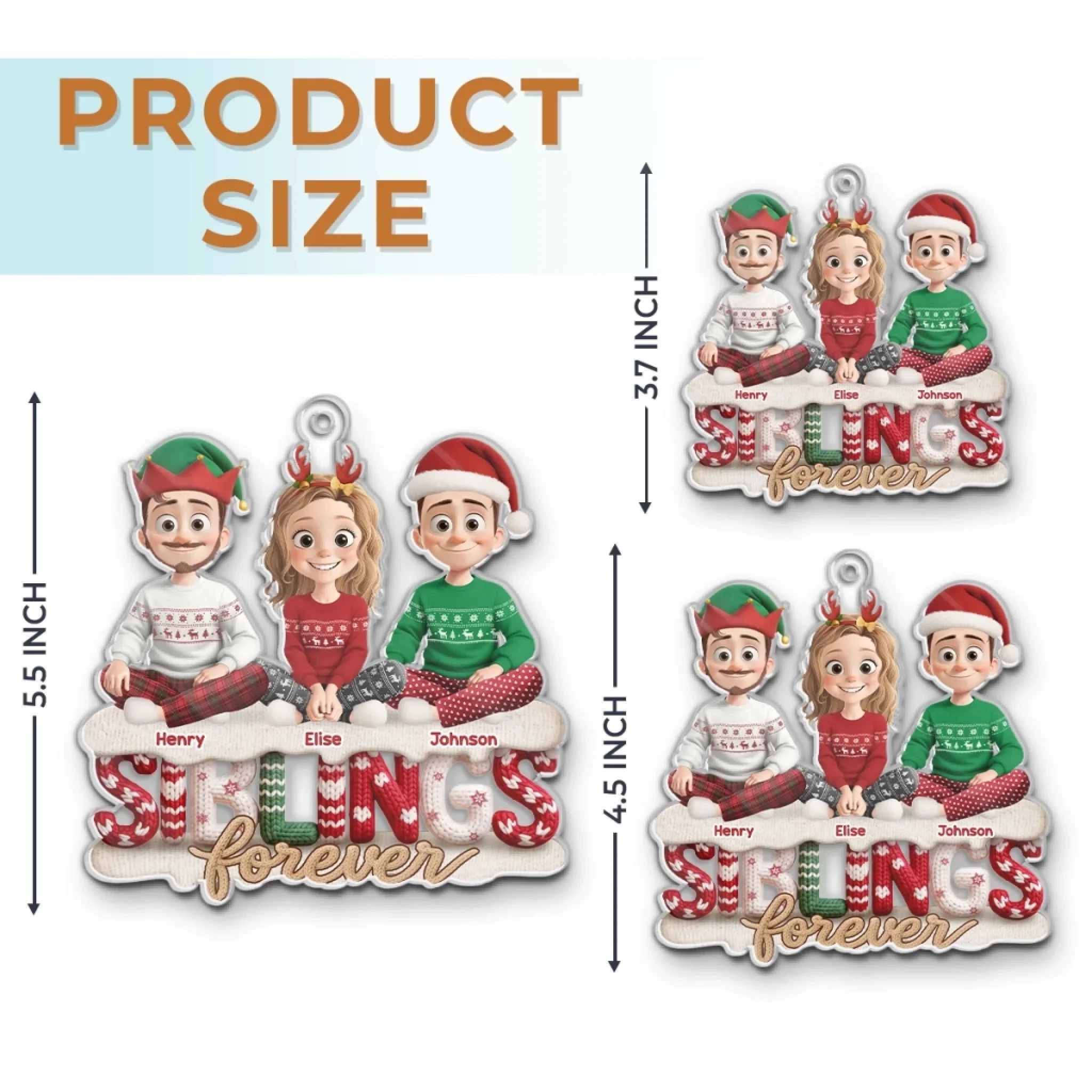 Custom Crochet Acrylic Ornament - Personalized Christmas Birthday Gifts For Brother, Sister - Built In Best Friend For Life - Image 6
