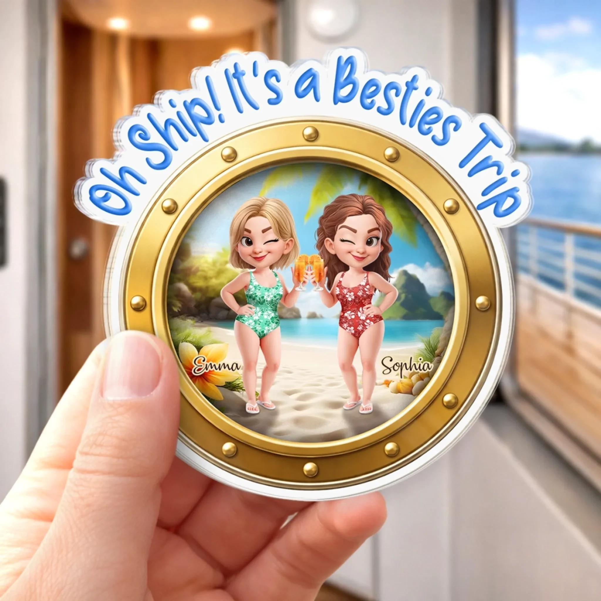 Custom Cruise Ship Door Magnet - Personalized Summer Vacation And Travel Gifts For Best Friends, Besties, Sisters, BFF - It's A Girls Trip - Image 2