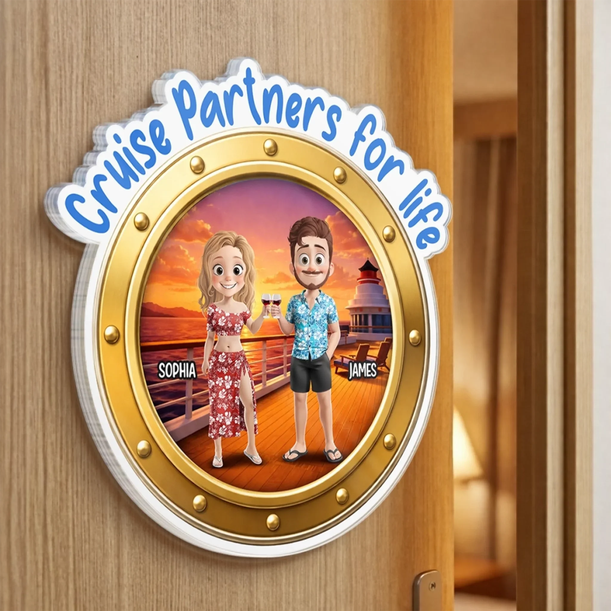 Custom Cruise Ship Door Magnet - Personalized Summer Vacation And Travel Gifts For Husband And Wife, Him And Her - Together Is My Favorite Place - Image 3