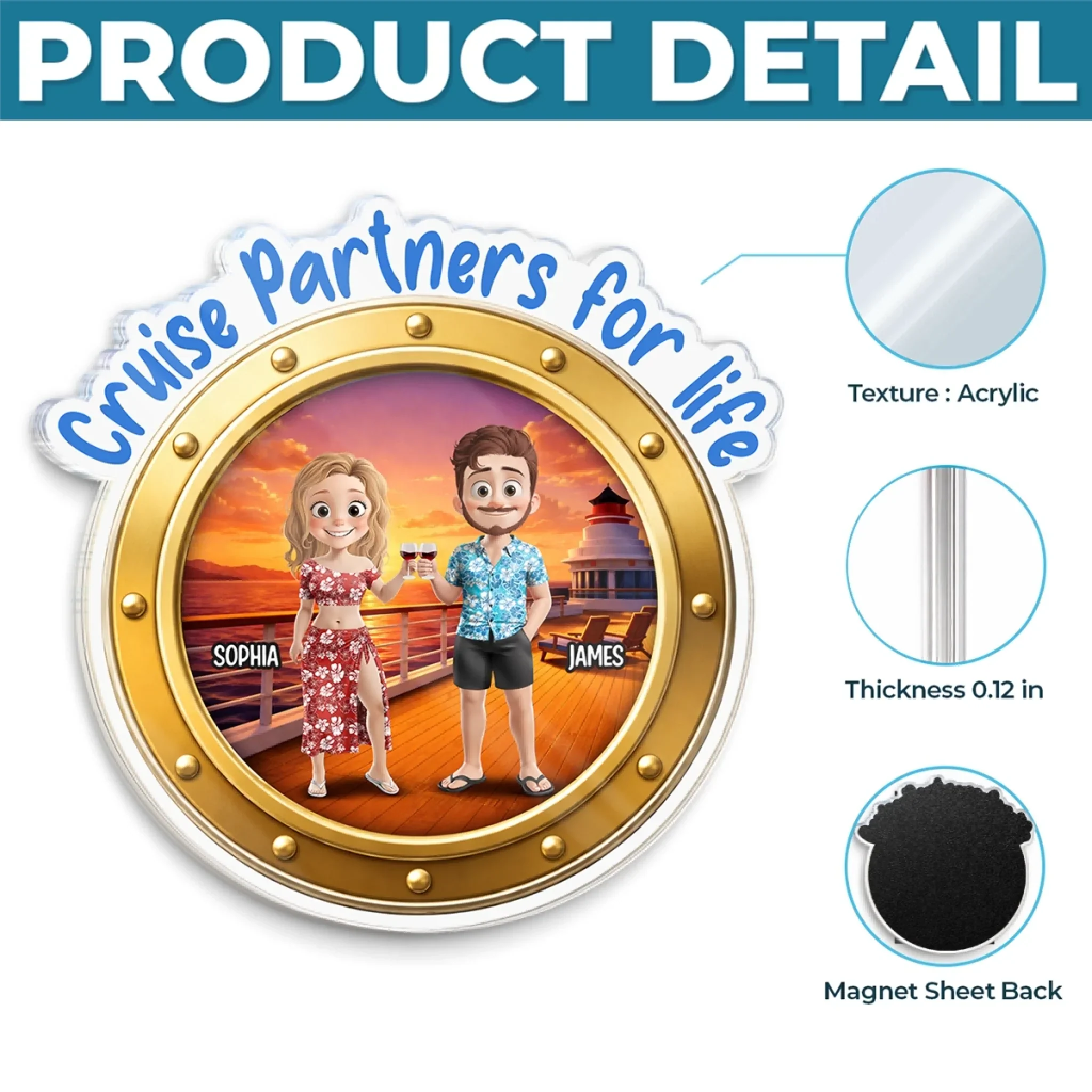 Custom Cruise Ship Door Magnet - Personalized Summer Vacation And Travel Gifts For Husband And Wife, Him And Her - Together Is My Favorite Place - Image 5