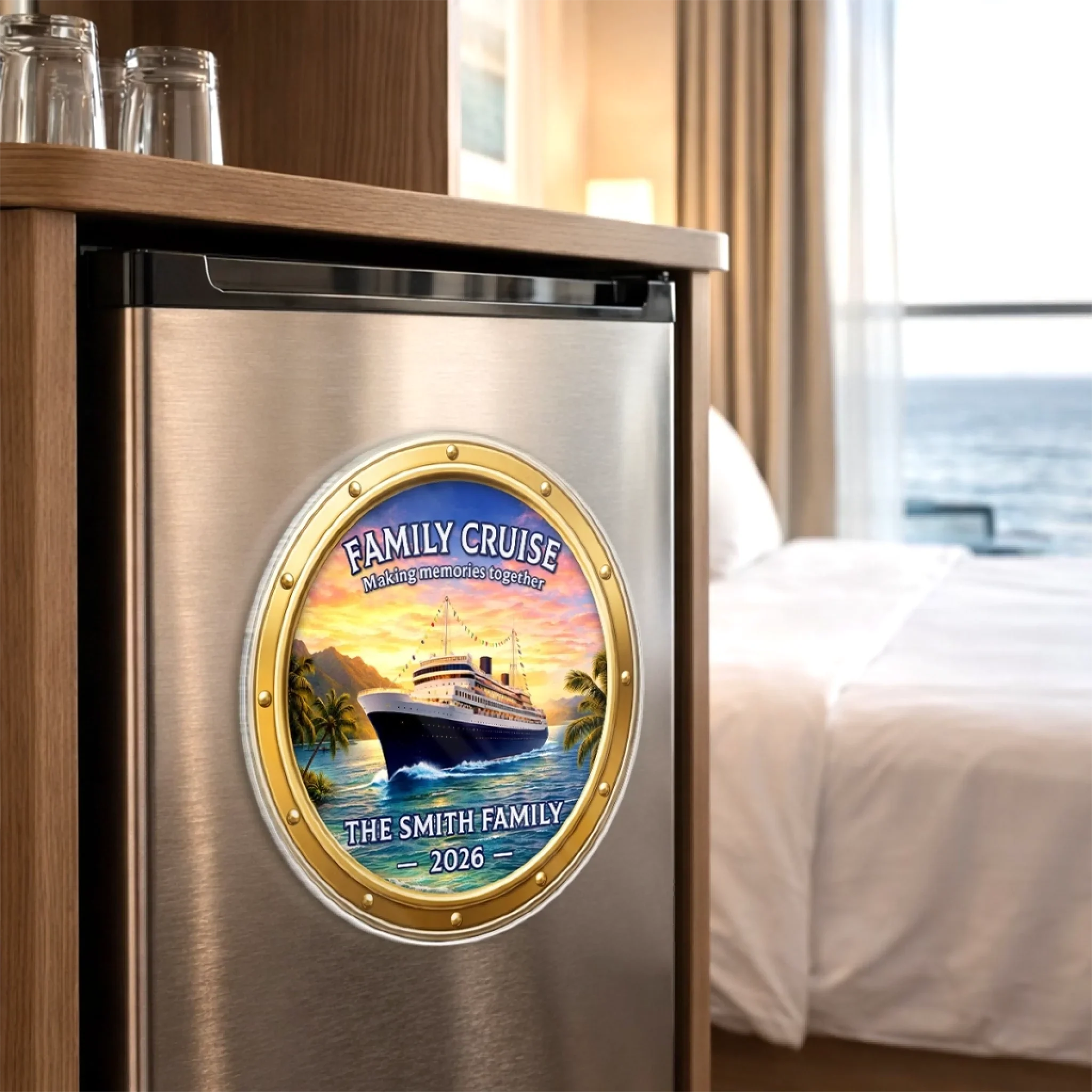 Custom Cruise Ship Door Magnet - Personalized Summer Vacation And Travel Gifts For Mom, Dad, Brother, Sister, Kids - Making Waves With The Ones We Love - Image 4
