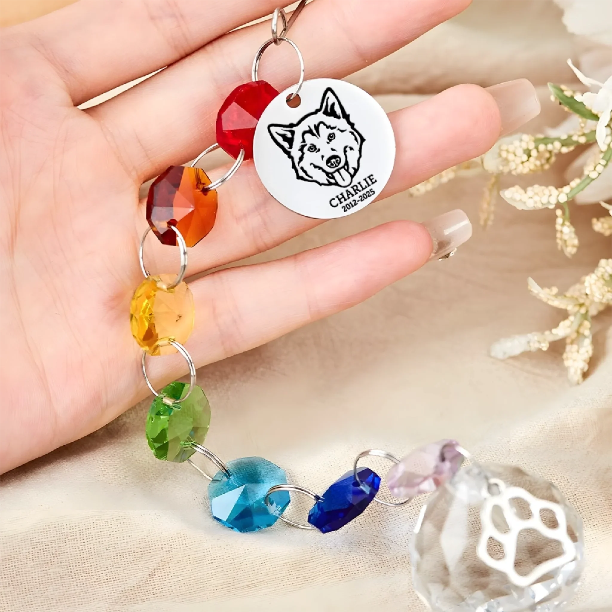 Custom Crystal Suncatcher With Charm - Personalized Pet Memorial Gifts For Dogs - Forever Loved, Never Forgotten - Image 3