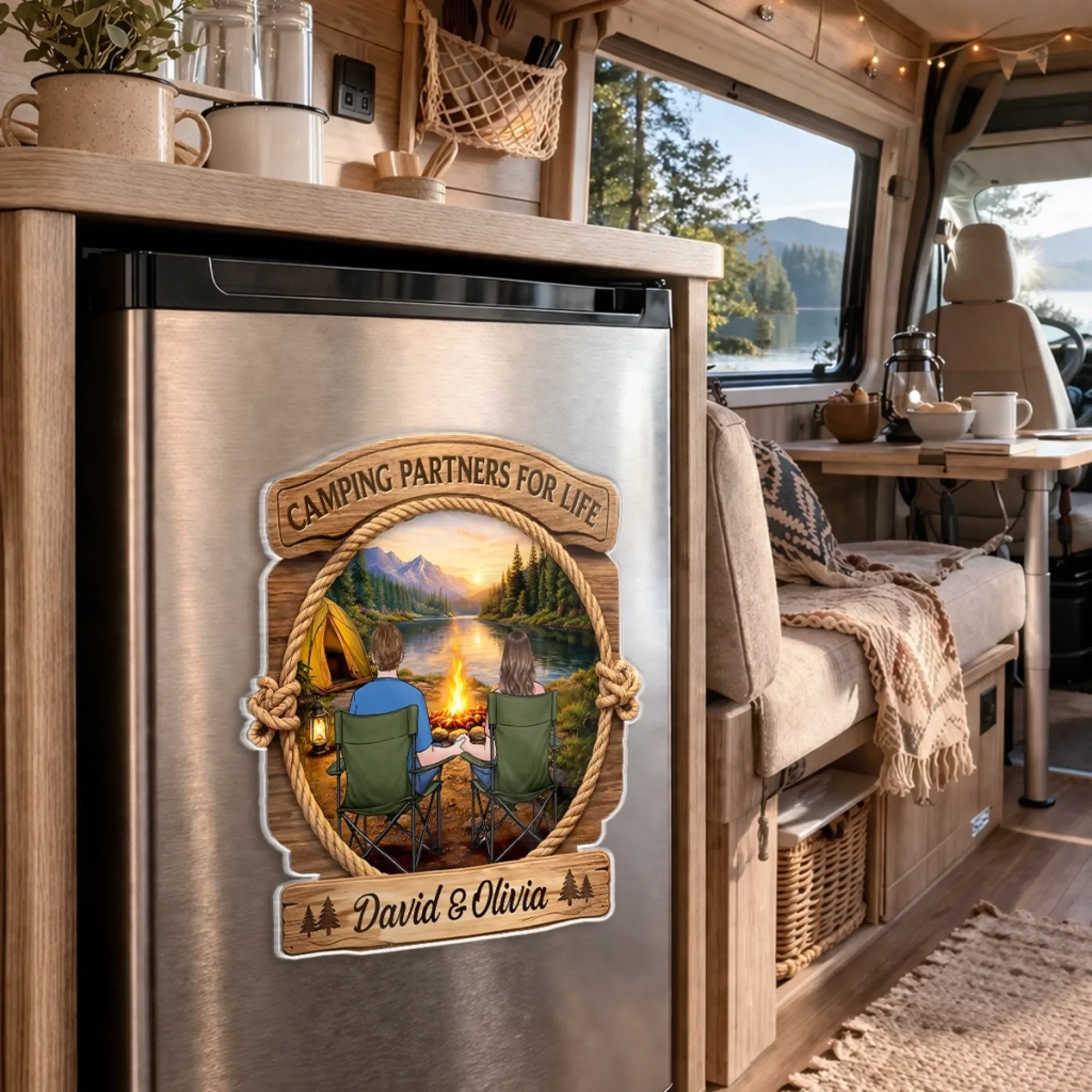 Custom Door Magnet - Personalized Anniversary Wedding Camping Gifts For Campers, Husband And Wife, Him And Her - Camping Partners For Life - Image 5