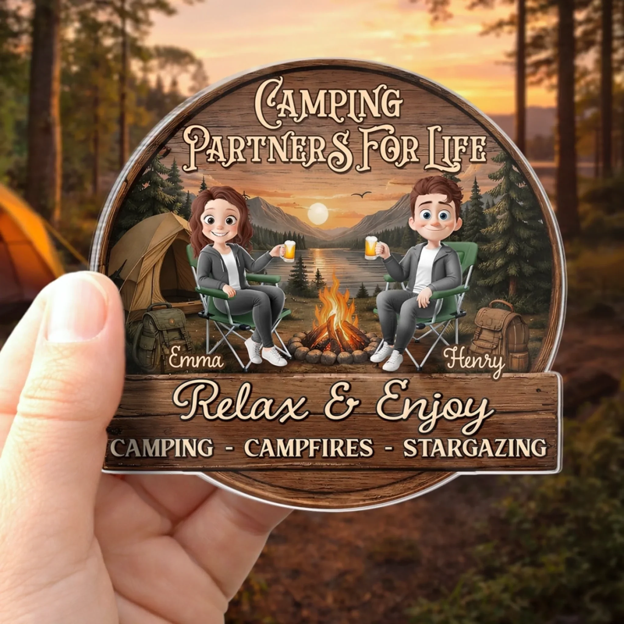 Custom Door Magnet - Personalized Anniversary Wedding Camping Gifts For Campers, Husband And Wife, Him And Her - Love Is Our Greatest Adventure - Image 3