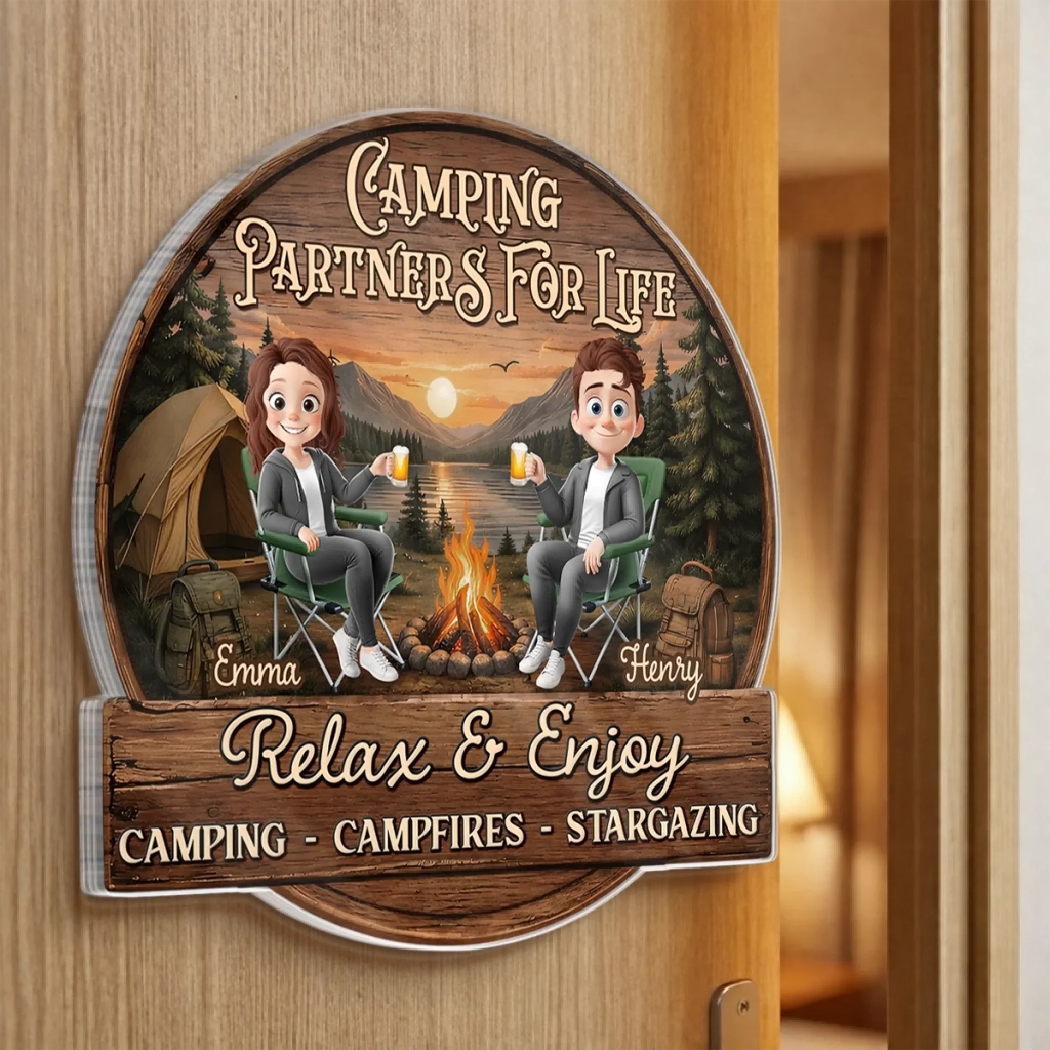 Custom Door Magnet - Personalized Anniversary Wedding Camping Gifts For Campers, Husband And Wife, Him And Her - Love Is Our Greatest Adventure - Image 4