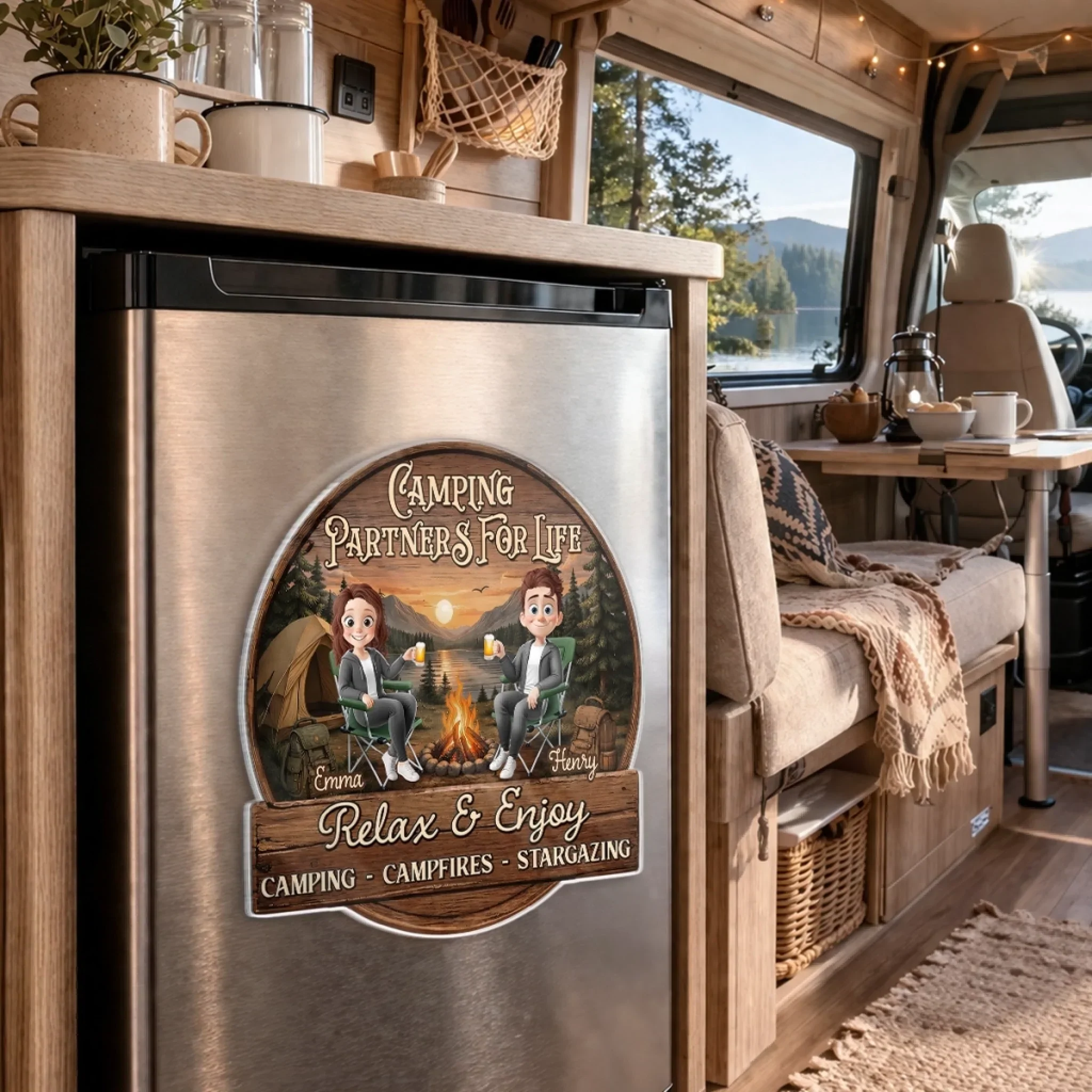 Custom Door Magnet - Personalized Anniversary Wedding Camping Gifts For Campers, Husband And Wife, Him And Her - Love Is Our Greatest Adventure - Image 5