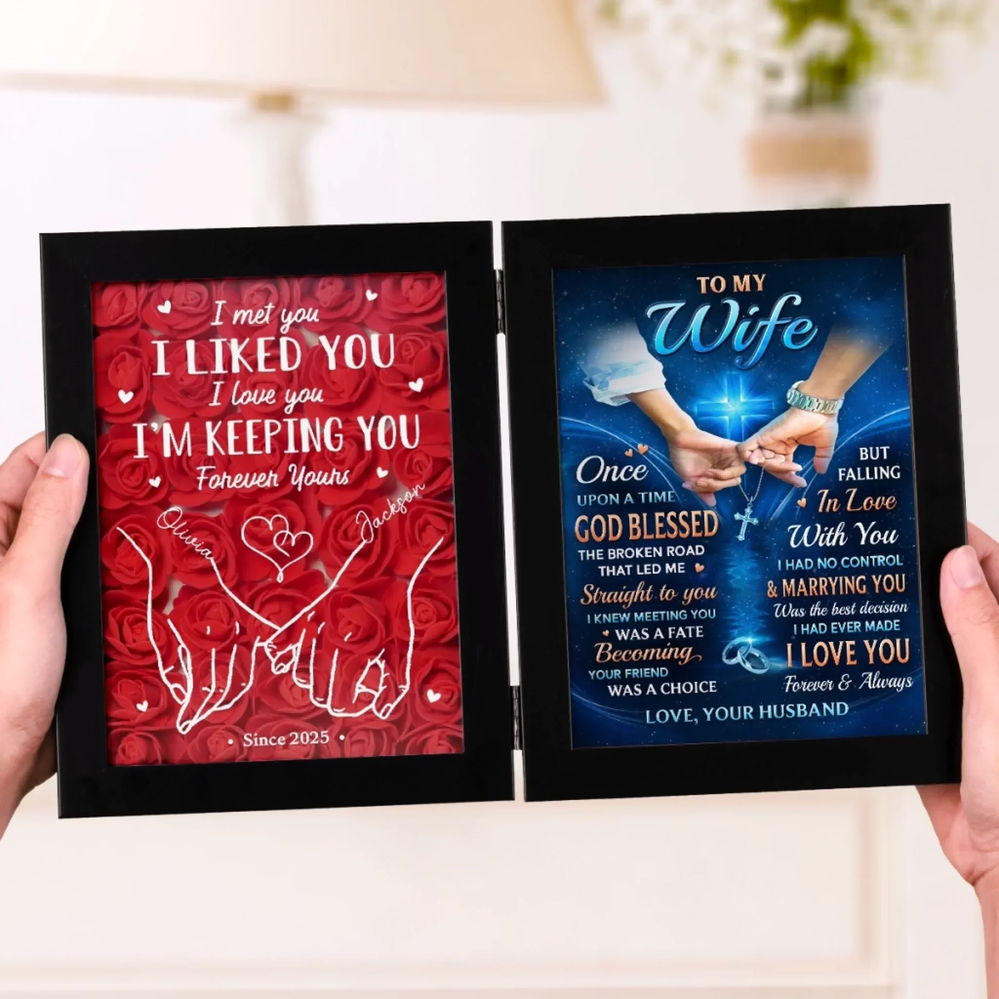 Custom Double Frame Flower Shadow Box - Personalized Anniversary Wedding Gifts For Husband And Wife, Him And Her - Till Our Final Breath - Image 6