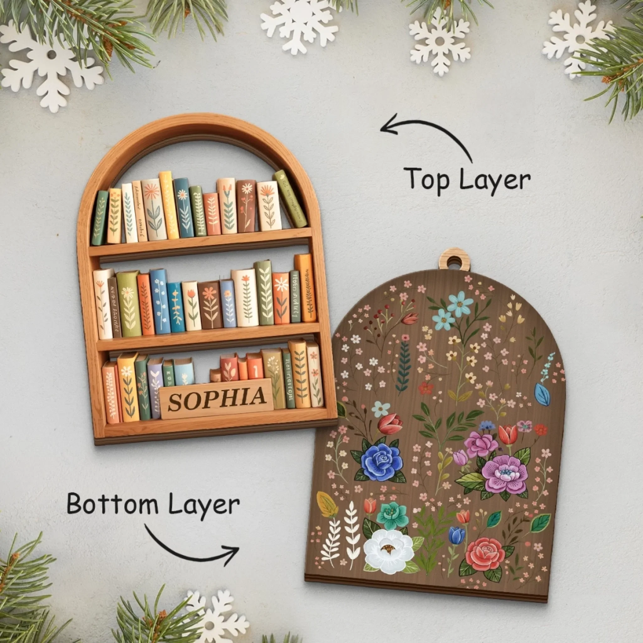 Custom Double Layer Wooden Ornament - Personalized Christmas Bookish Gifts For Book Lovers, Bookworms, Readers - A Library Made Of Memories - Image 3