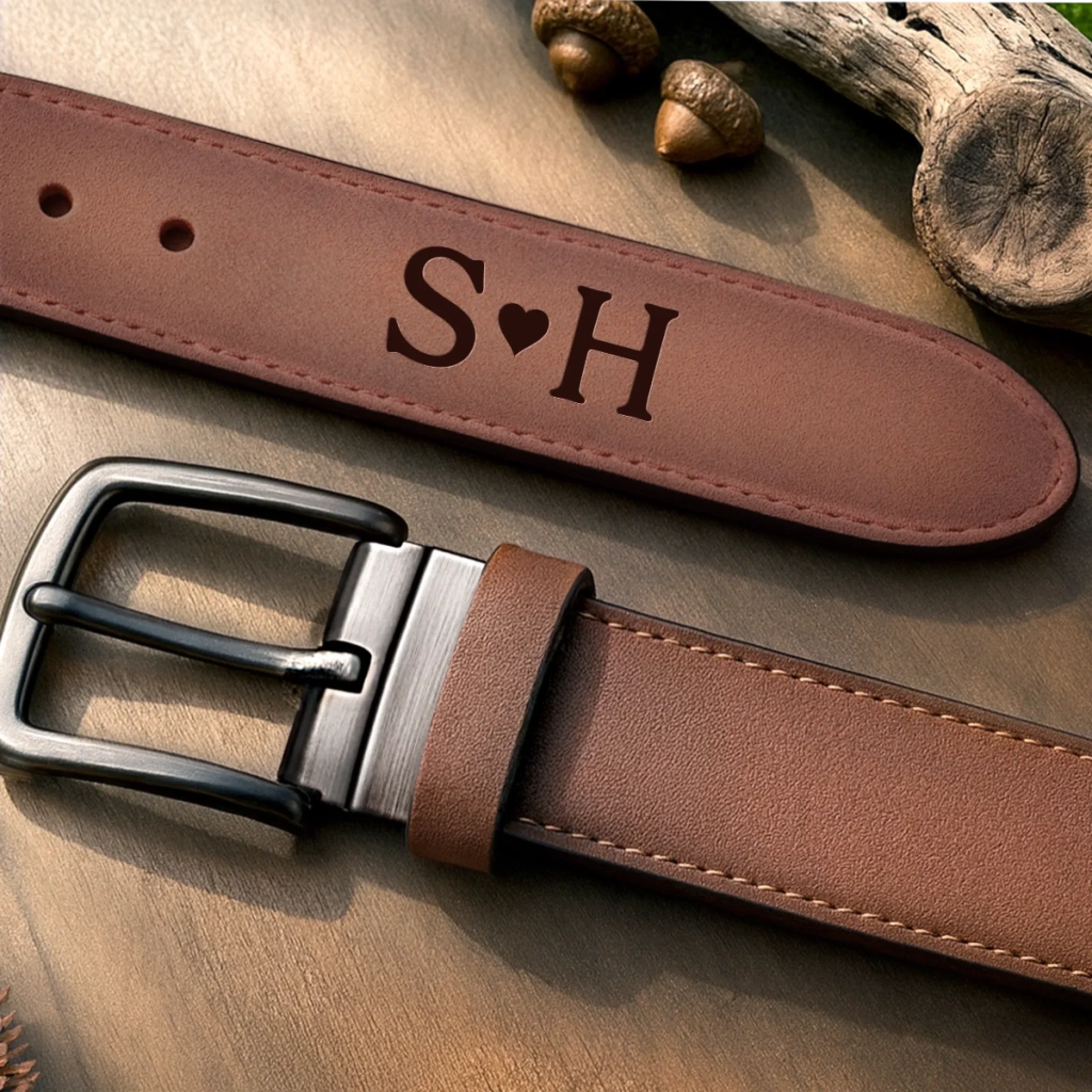 Custom Double-Sided Engraved Leather Belt - Personalized Anniversary Wedding Gifts For Husband And Wife, Him And Her - Always Think Of Me - Image 4