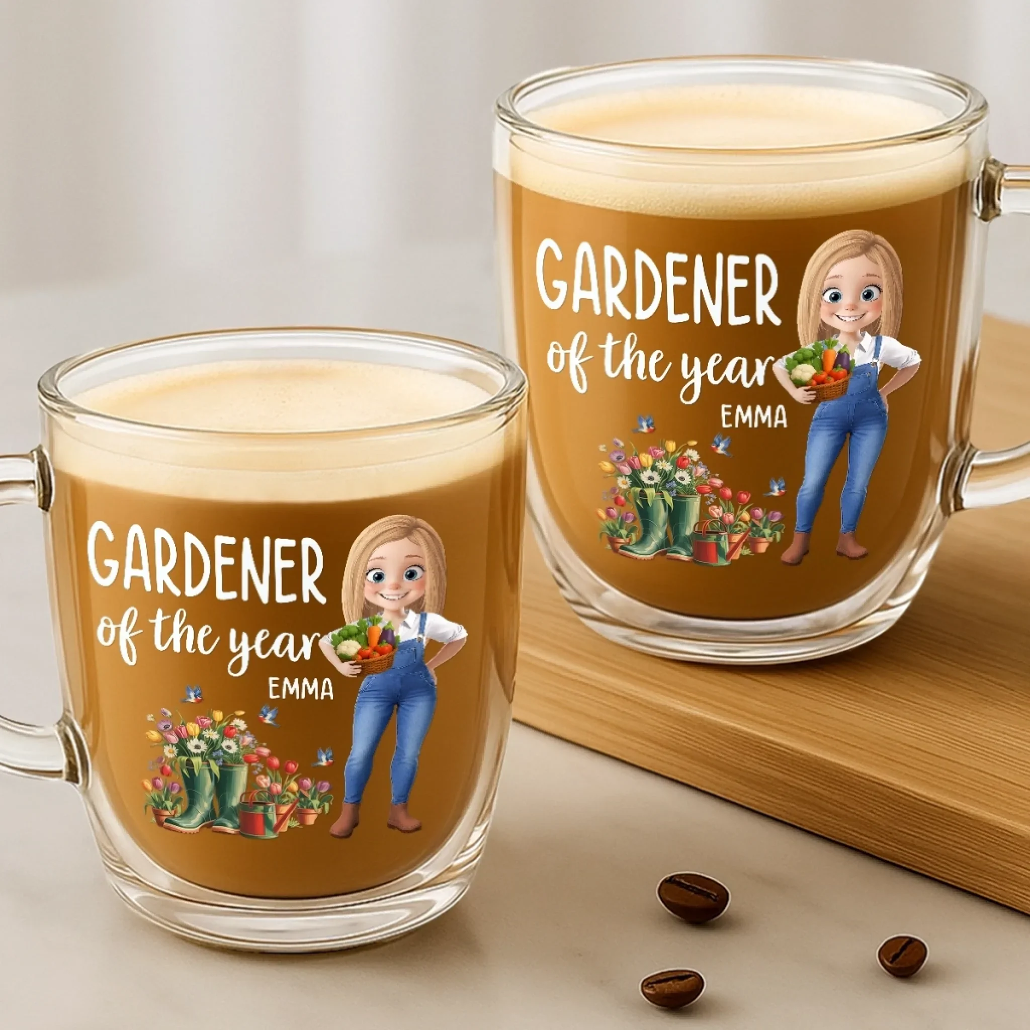 Custom Double Wall Glass Mug - Personalized Garden Gifts For Gardeners - Full Of Plant Power - Image 3