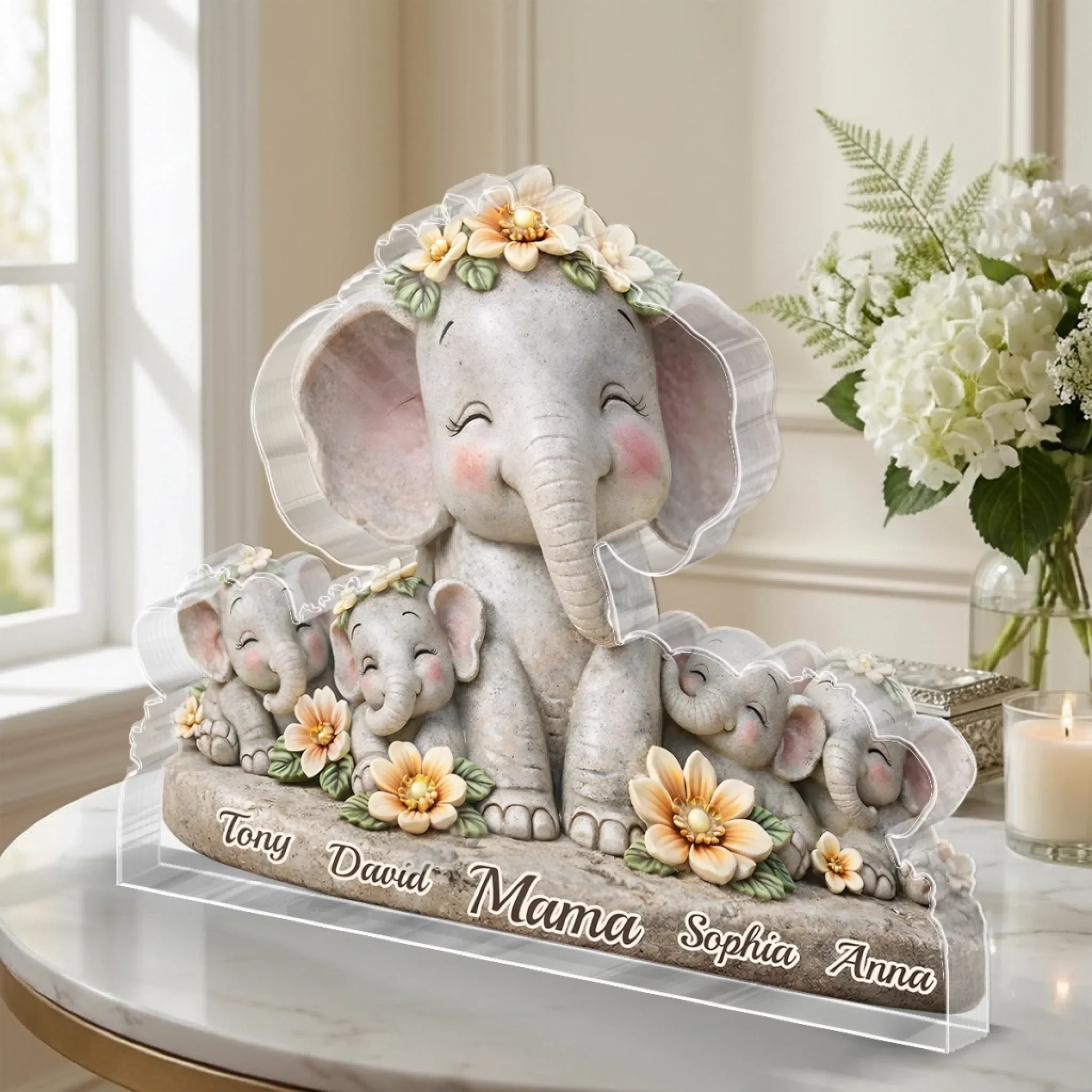 Custom Elephant Acrylic Plaque - Personalized Mother's Day Birthday Gifts For Mom, Grandma - A Shelter Made Of Love - Image 3