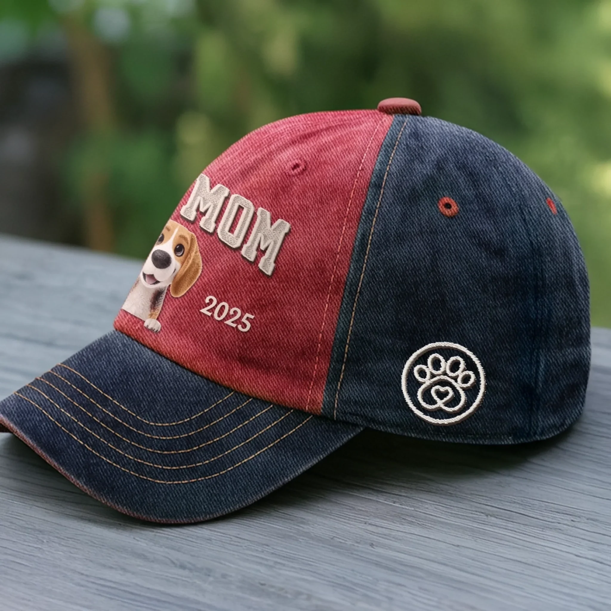 Custom Embroidered Effect Washed Denim Baseball Cap - Personalized Birthday Gifts For Dog Cat Lovers, Dog Dad And Mom, Cat Owners - Best Dog Mom Ever - Image 3