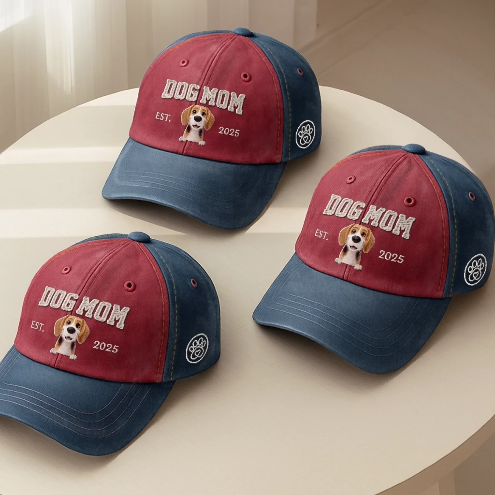 Custom Embroidered Effect Washed Denim Baseball Cap - Personalized Birthday Gifts For Dog Cat Lovers, Dog Dad And Mom, Cat Owners - Best Dog Mom Ever - Image 4