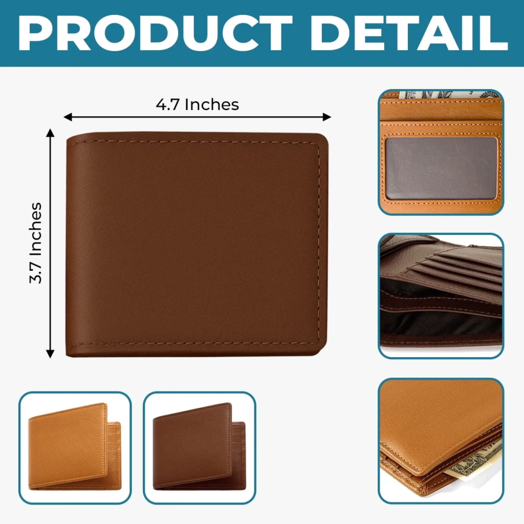 Custom Engraved Bifold Leather Wallet Two Sides - Personalized Anniversary Wedding Gifts For Husband And Wife, Him And Her - I Love You Then, I Love You Still - Image 6