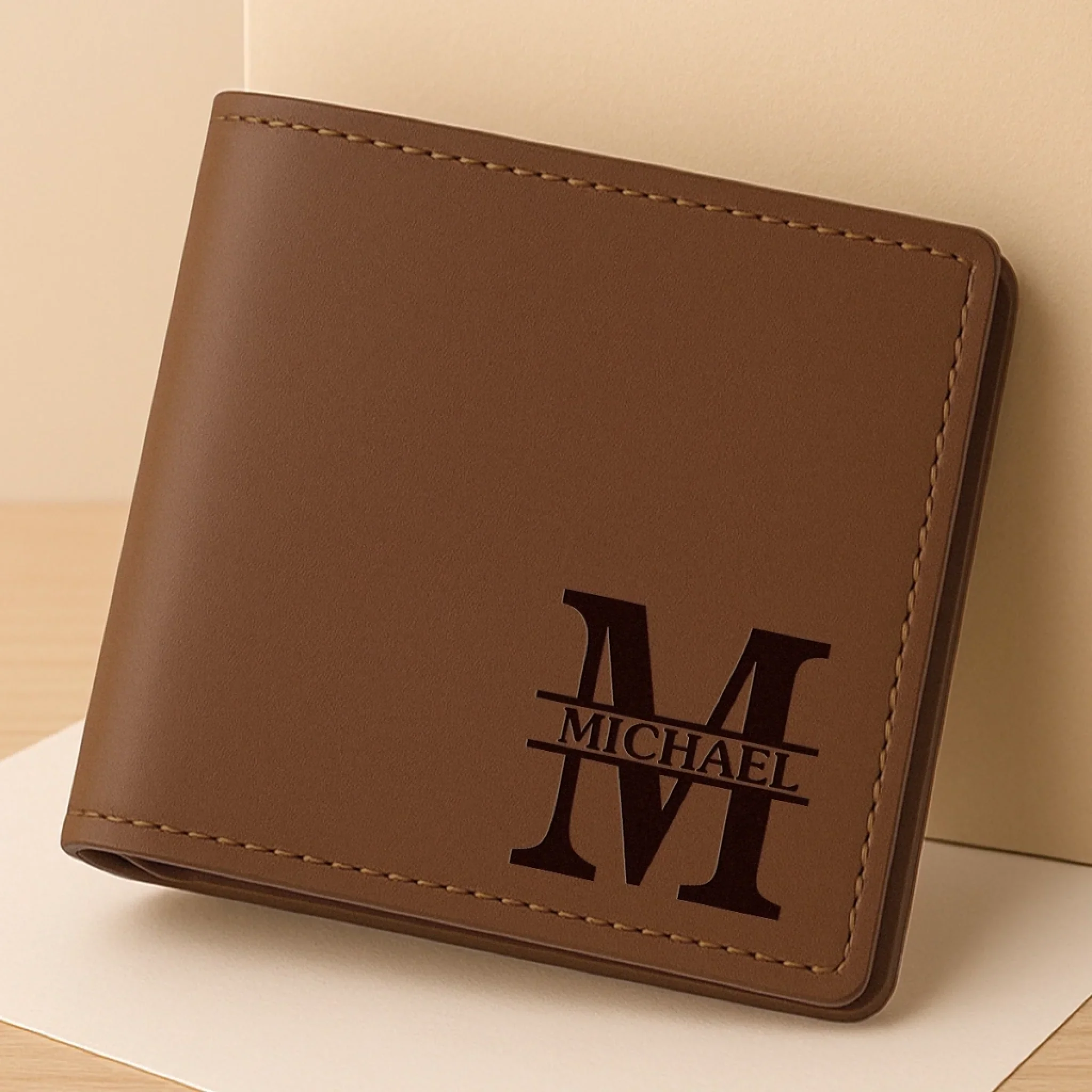 Custom Engraved Bifold Leather Wallet Two Sides - Personalized Anniversary Wedding Gifts For Husband And Wife, Him And Her - You Make Tomorrow Feel Bright - Image 4