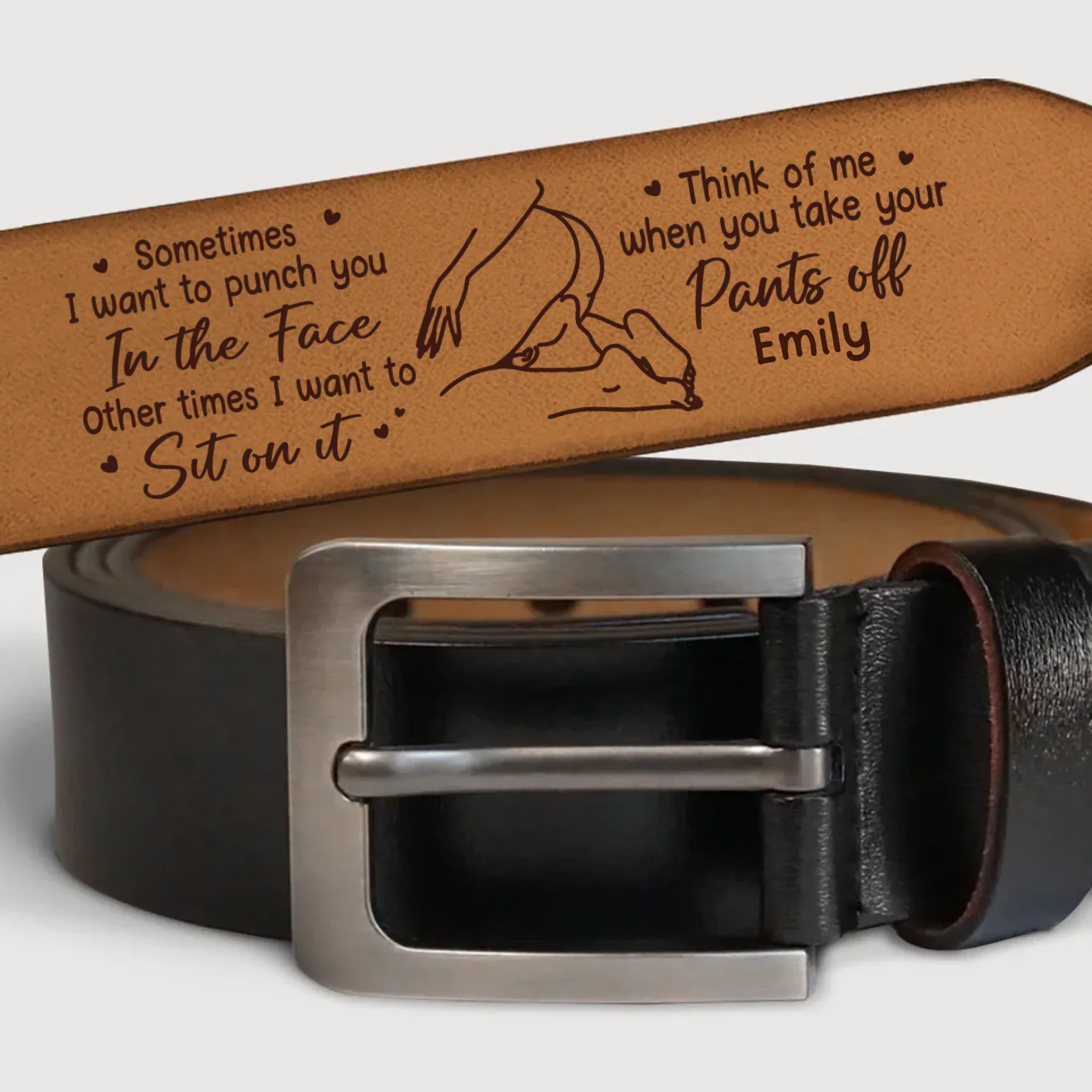 Custom Engraved Leather Belt - Personalized Anniversary Wedding Gifts For Husband And Wife, Him And Her - Love Chooses Us Again - Image 3