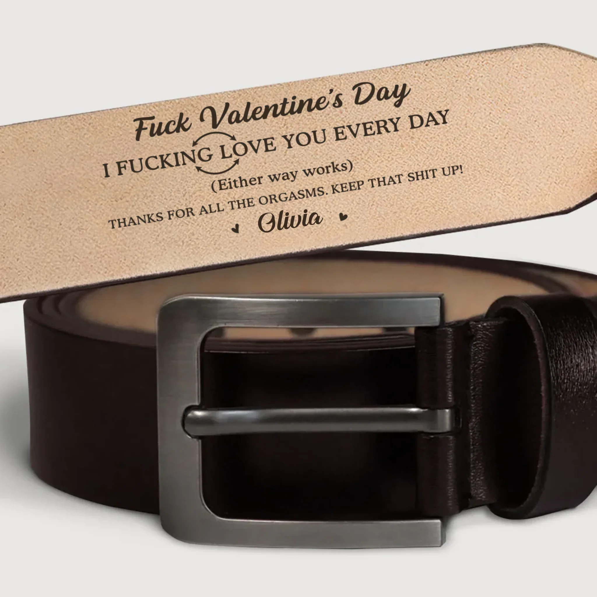 Custom Engraved Leather Belt - Personalized Anniversary Wedding Gifts For Husband And Wife, Him And Her - Love That Holds Us