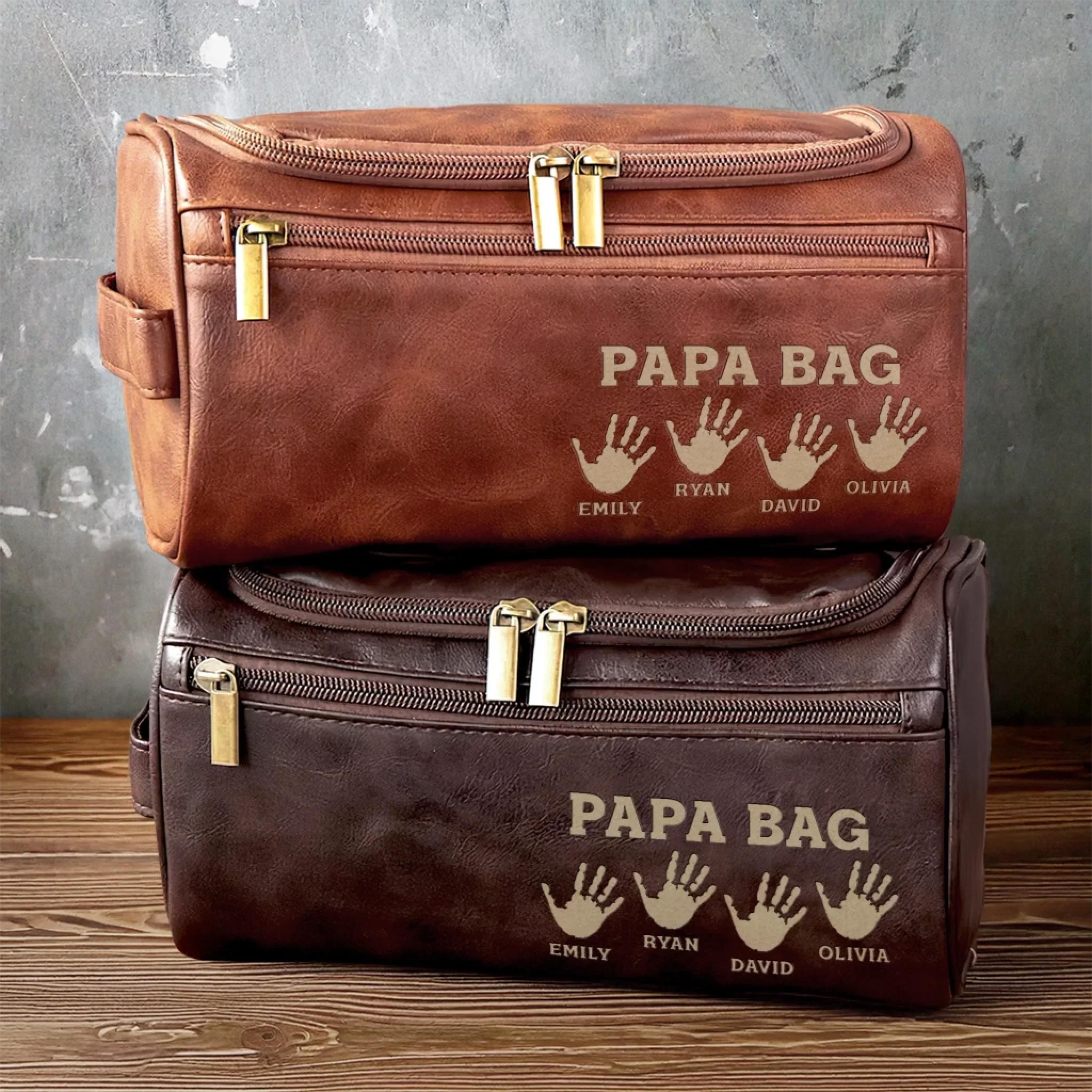 Custom Engraved Leather Toiletry Bag - Personalized Birthday Gifts For Dad, Grandpa - Generations United In Love - Image 8