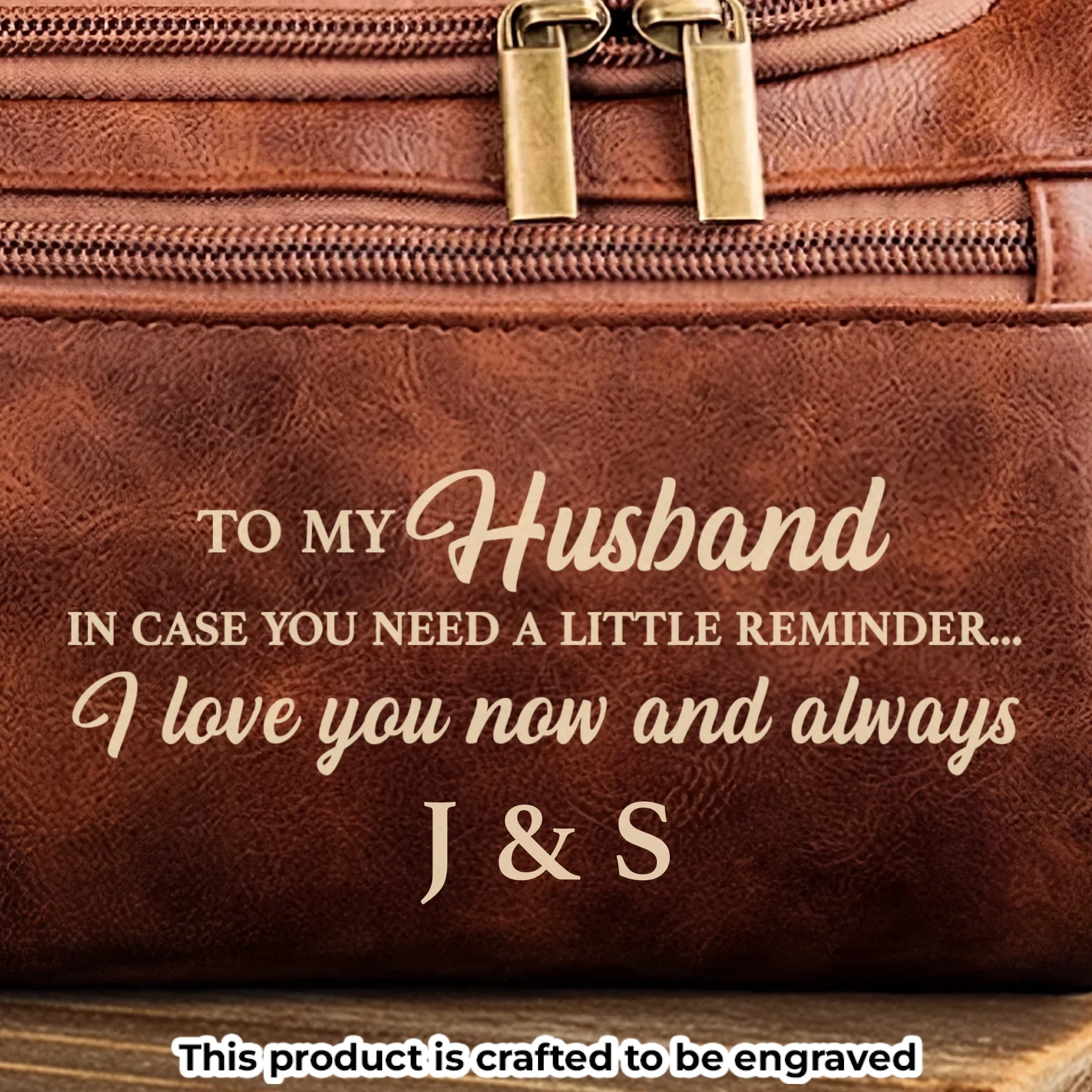 Custom Engraved Leather Toiletry Bag - Personalized Birthday Gifts For Husband - For The Man I Love - Image 3