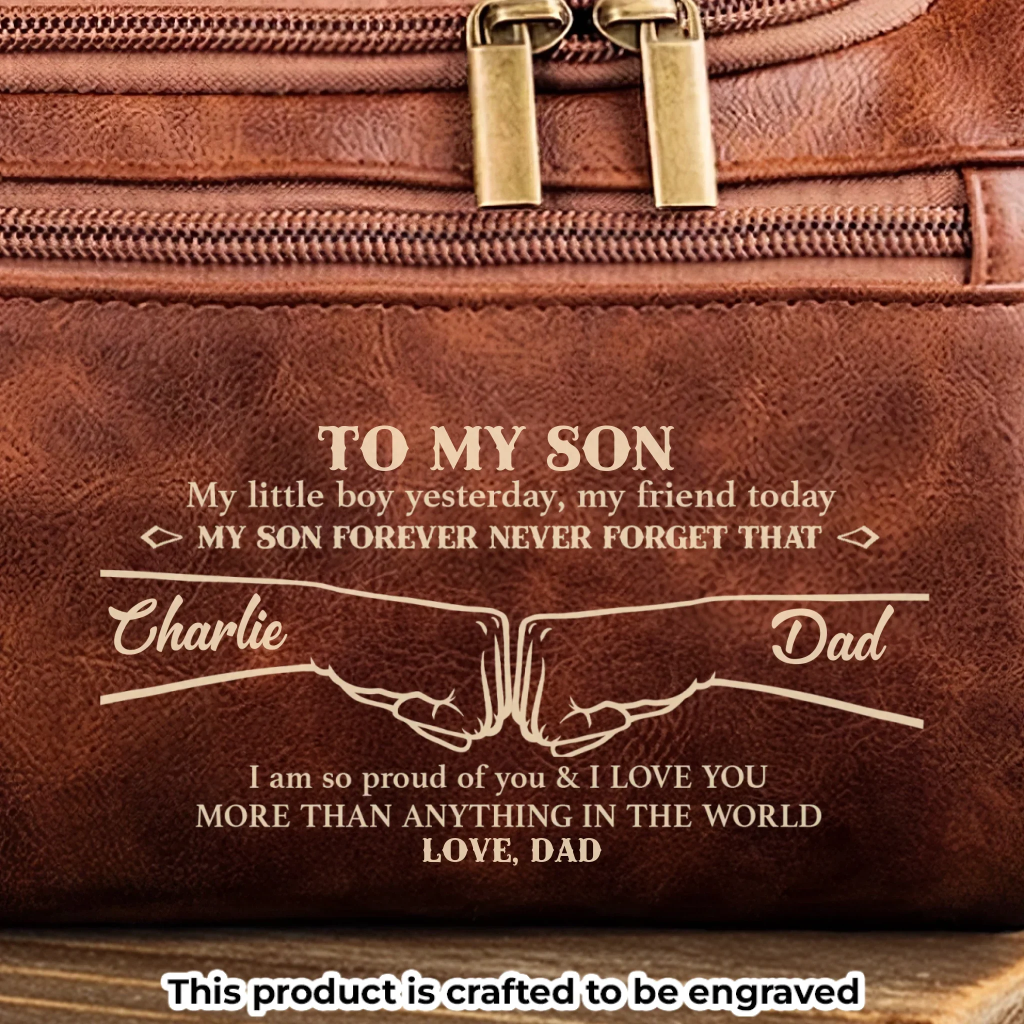 Custom Engraved Leather Toiletry Bag - Personalized Birthday Gifts For Son - Carry Confidence Wherever You Go - Image 3