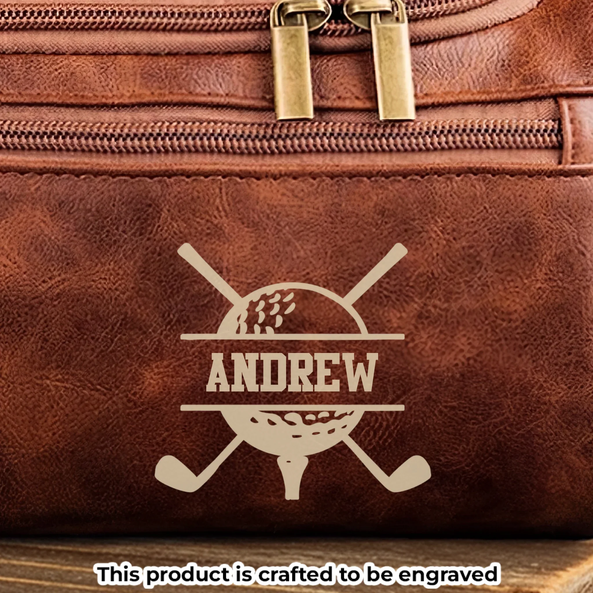 Custom Engraved Leather Toiletry Bag - Personalized  Christmas Birthday Golf Gifts For Men, Women - For The Man Who Plays Life Like Golf - Image 3