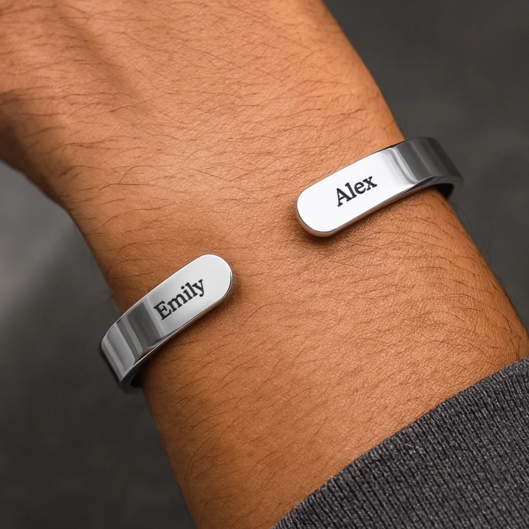 Custom Engraved Stainless Steel Cuff Bracelet - Personalized Best Friend Birthday Gifts For Women, Besties, Sisters, BFF - Friends Engraved In Forever - Image 5