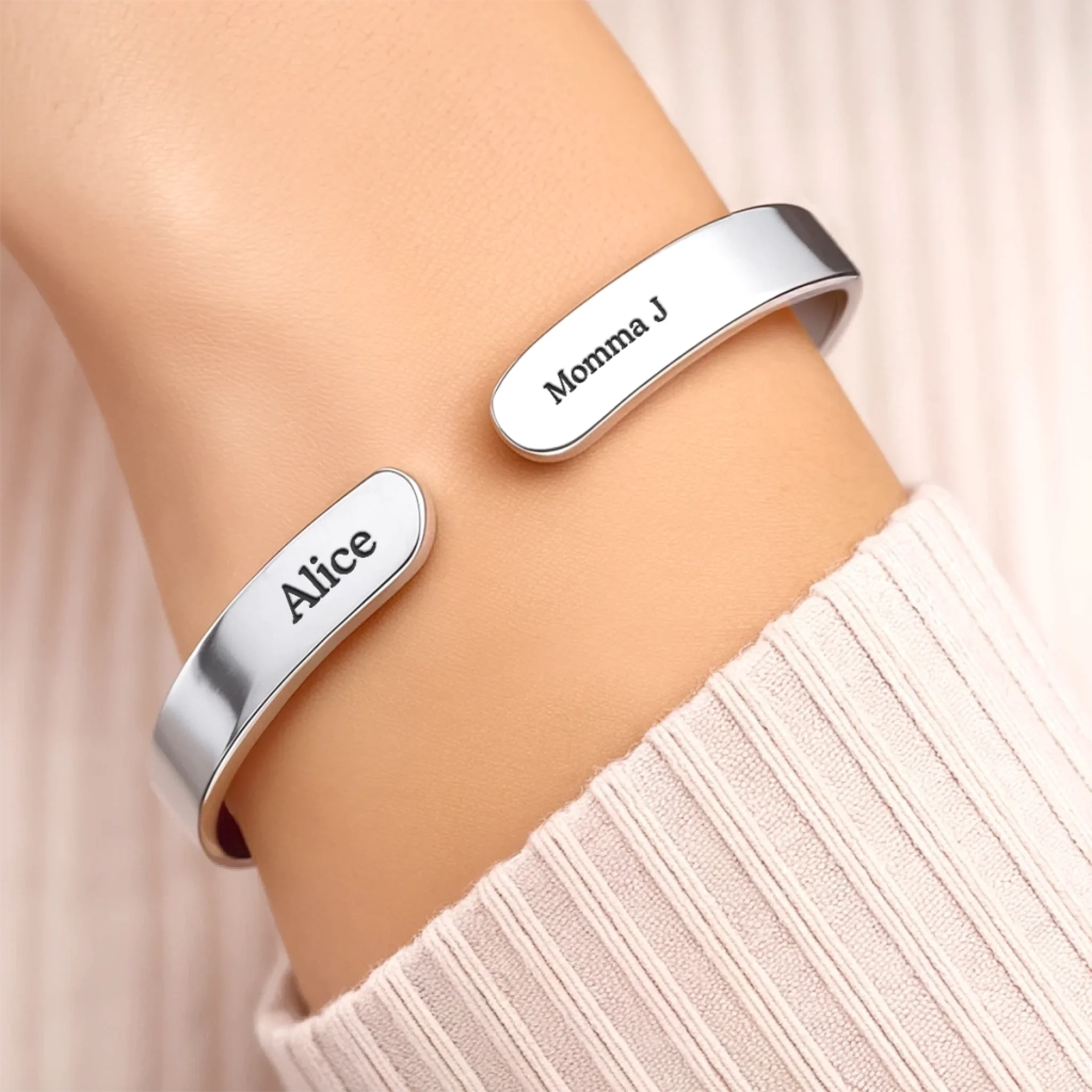 Custom Engraved Stainless Steel Cuff Bracelet - Personalized Birthday Gifts For Mom, Daughter - A Bond That Shines Forever - Image 4