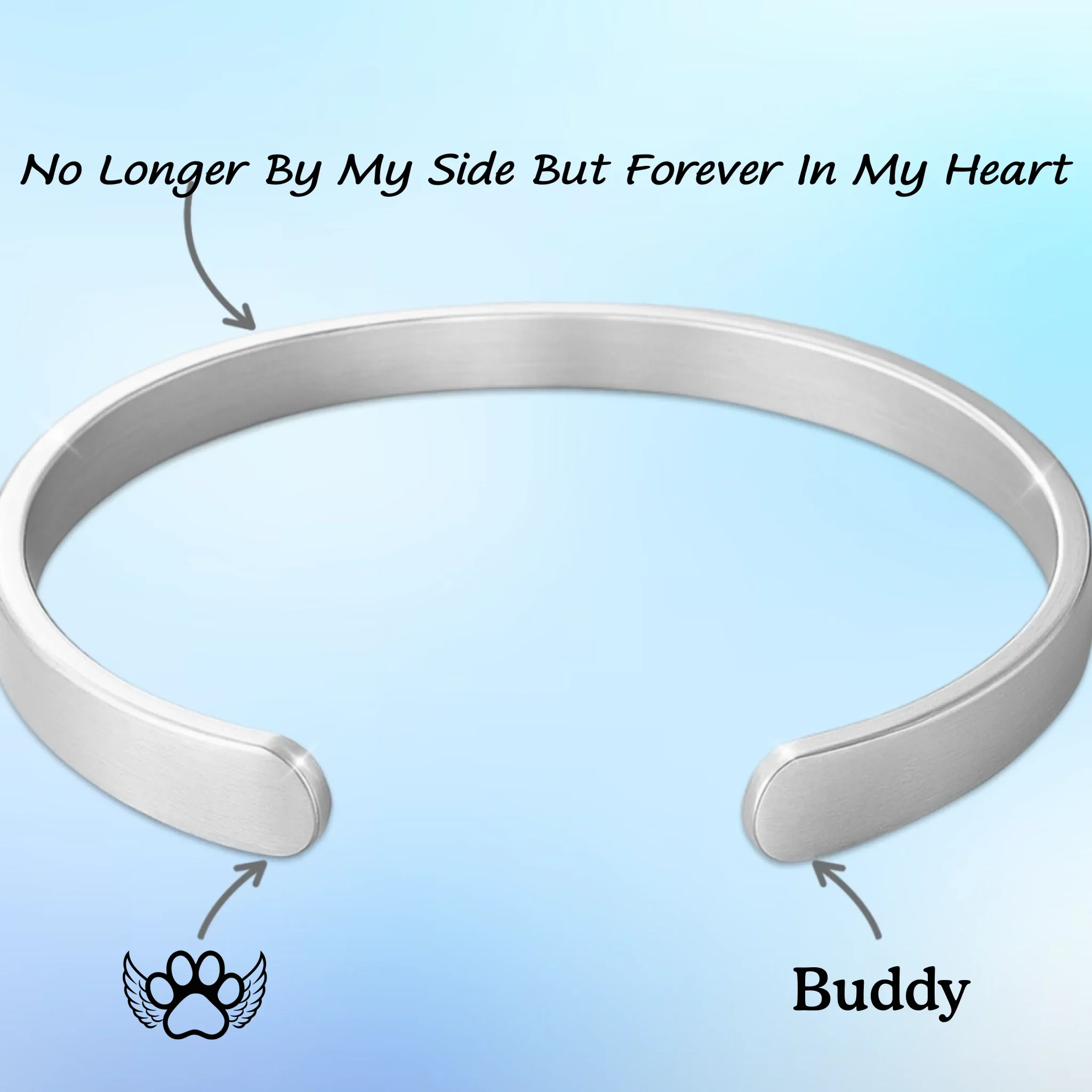 Custom Engraved Stainless Steel Cuff Bracelet - Personalized Pet Memorial Sympathy Gifts For Dogs, Cats - My Best Friend, My Angel - Image 2