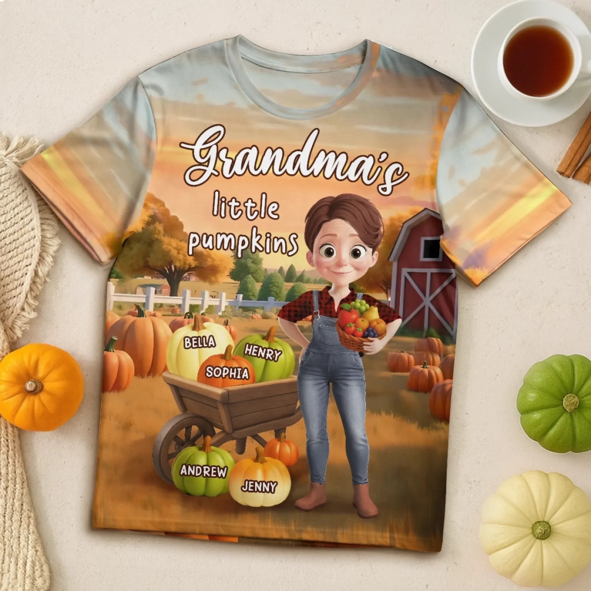 Custom Fall Autumn Unisex T-shirt - Personalized Birthday Gifts For Mom, Grandma - Little Smiles Bloom From Gentle Hands - Image 5