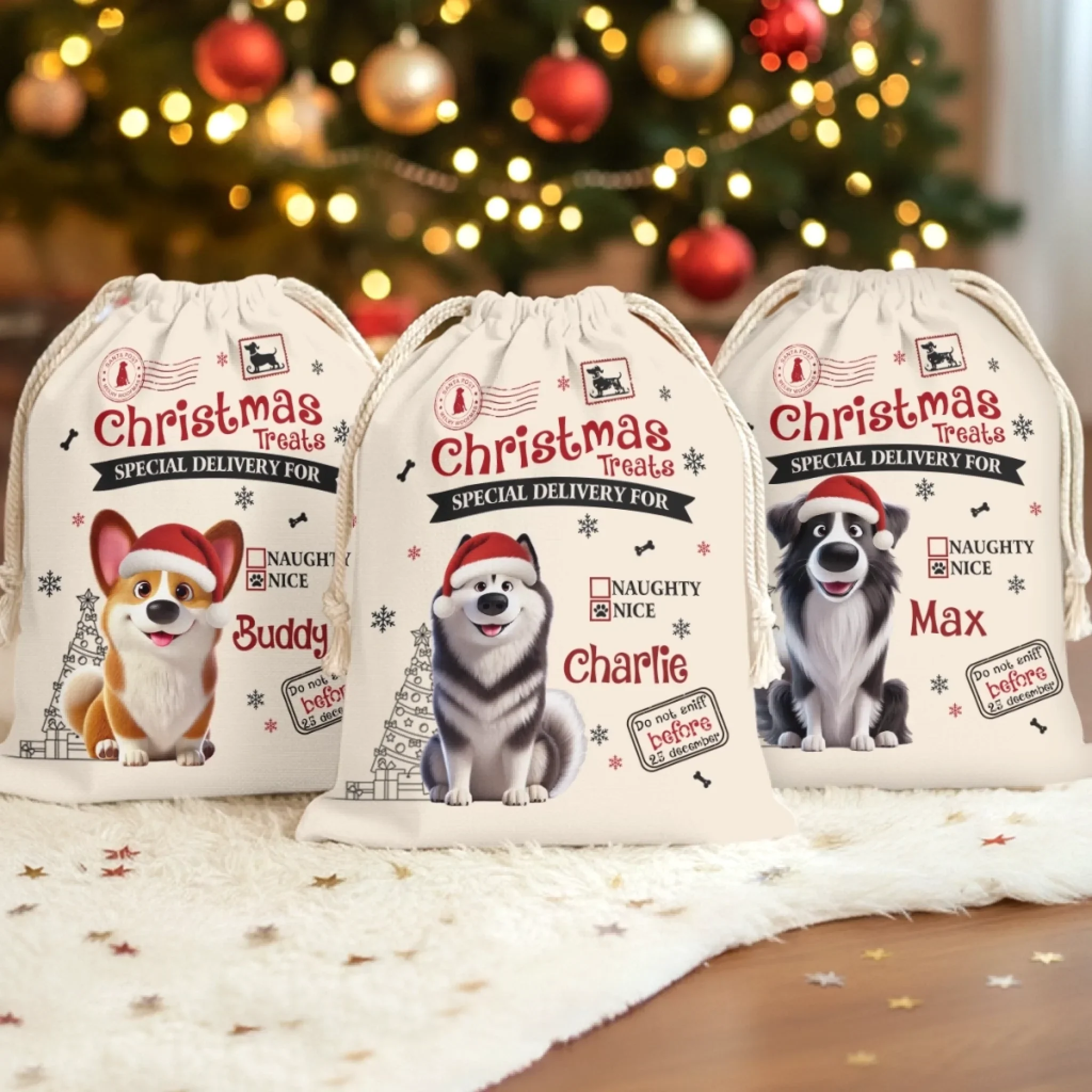 Custom Favor Bag - Personalized Christmas Birthday Gifts For Dog Lovers, Dog Dad And Mom - Paws Bring Joy This Christmas - Image 7