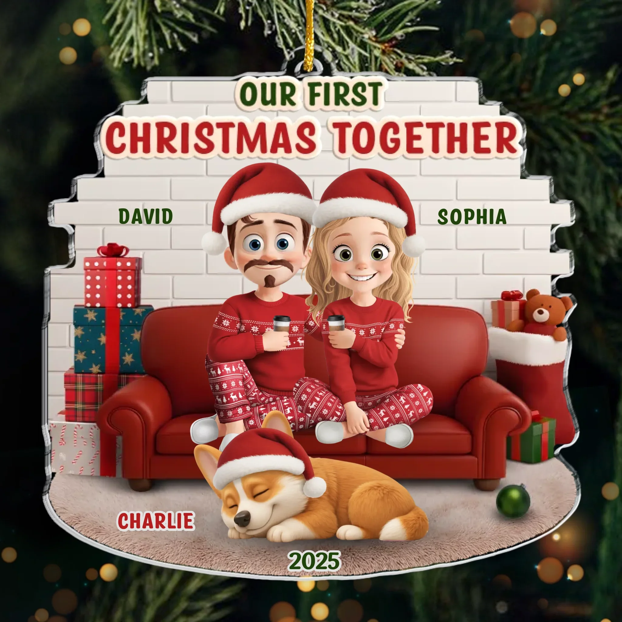 Custom First Christmas Acrylic Ornament - Personalized Anniversary Christmas Wedding Gifts For Husband And Wife, Dog Dad And Mom - Pawfect Match, Confirmed By Santa - Image 2
